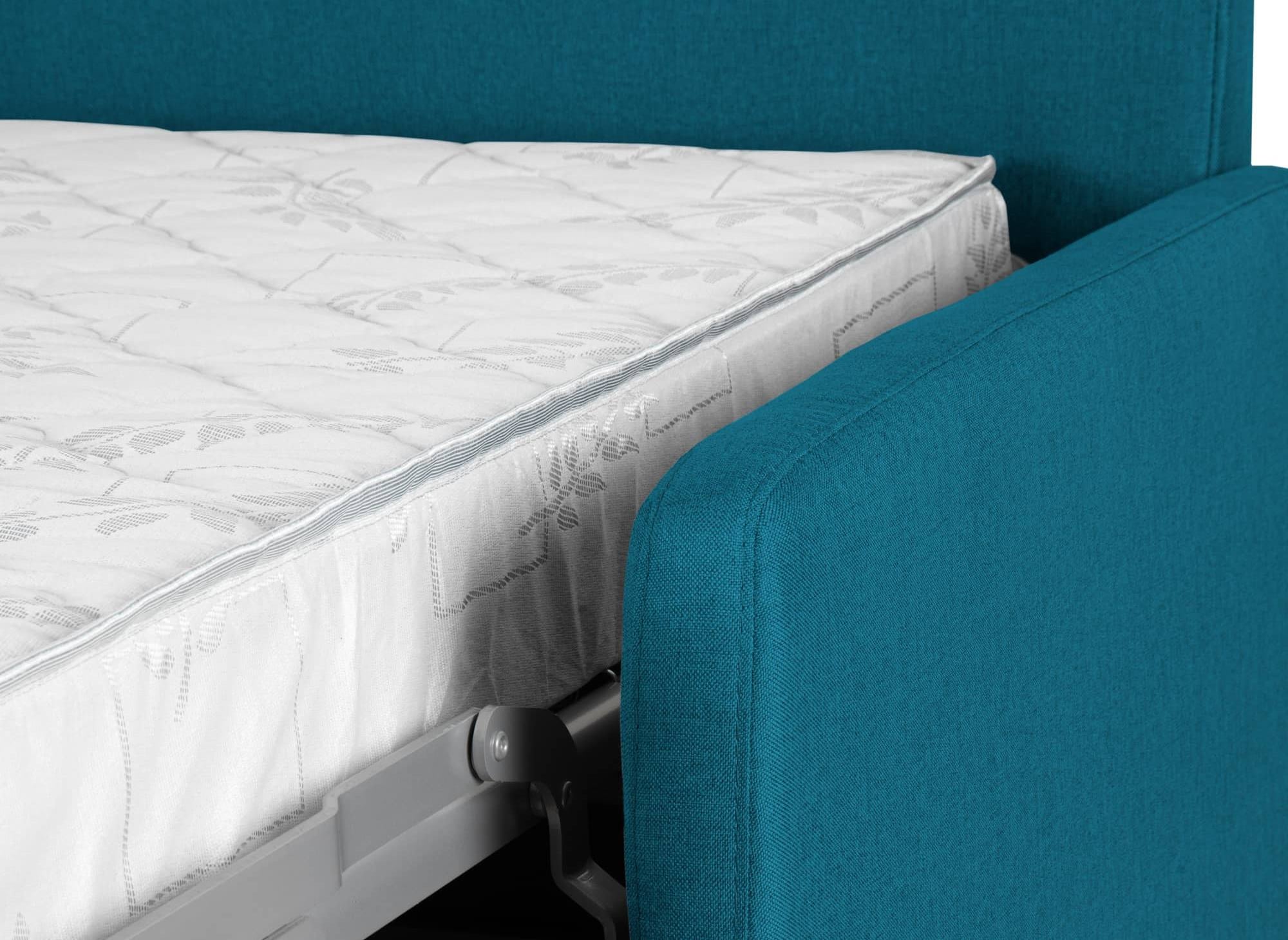 LOUNA SLIM 3-Sitzer-Schlafsofa aus petrolblauem Stoff mit Expressöffnung