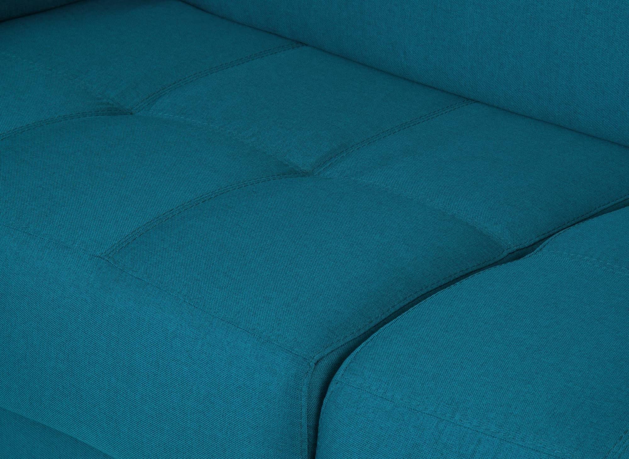 LOUNA SLIM 3-Sitzer-Schlafsofa aus petrolblauem Stoff mit Expressöffnung