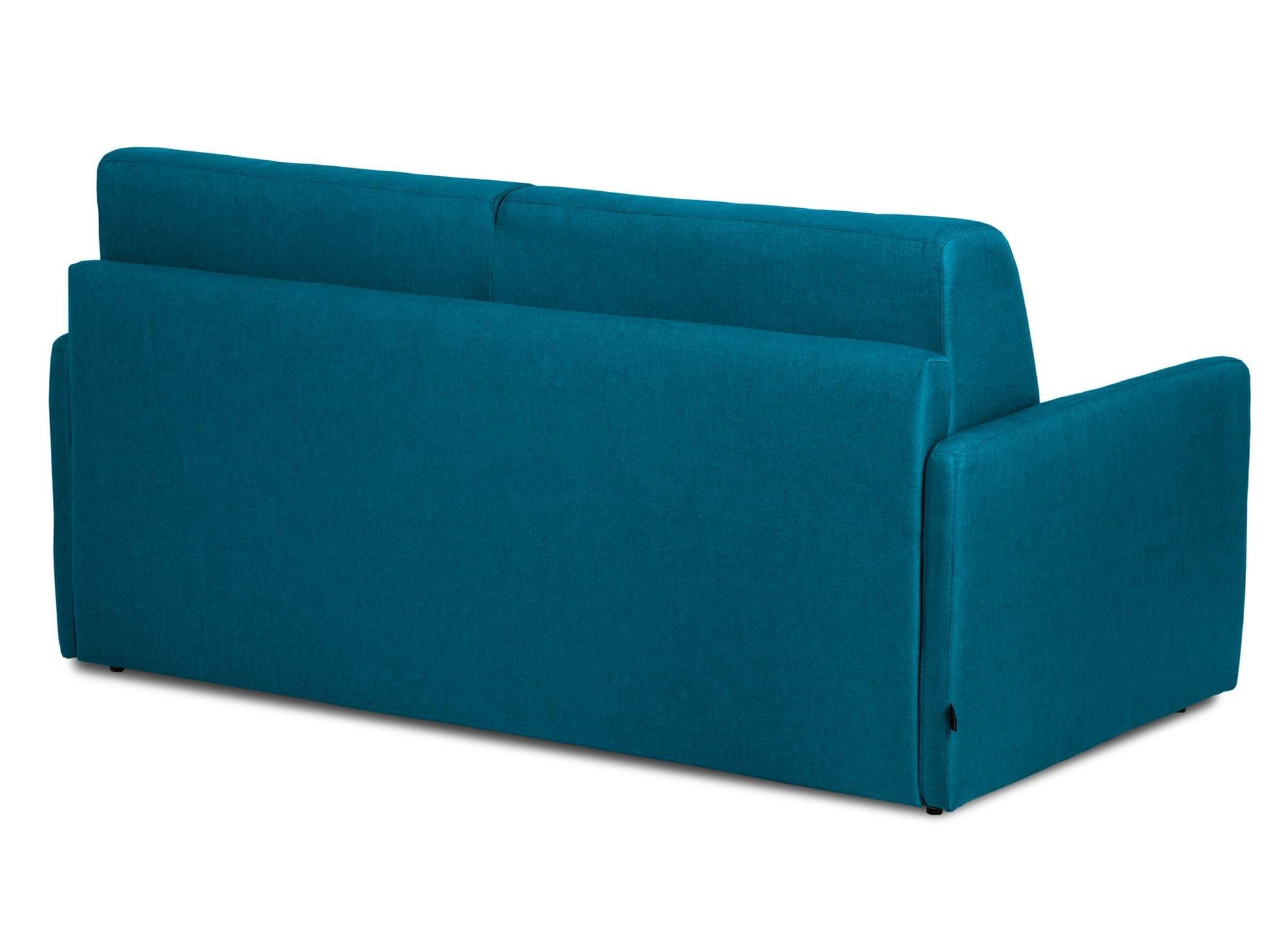 LOUNA SLIM 3-Sitzer-Schlafsofa aus petrolblauem Stoff mit Expressöffnung