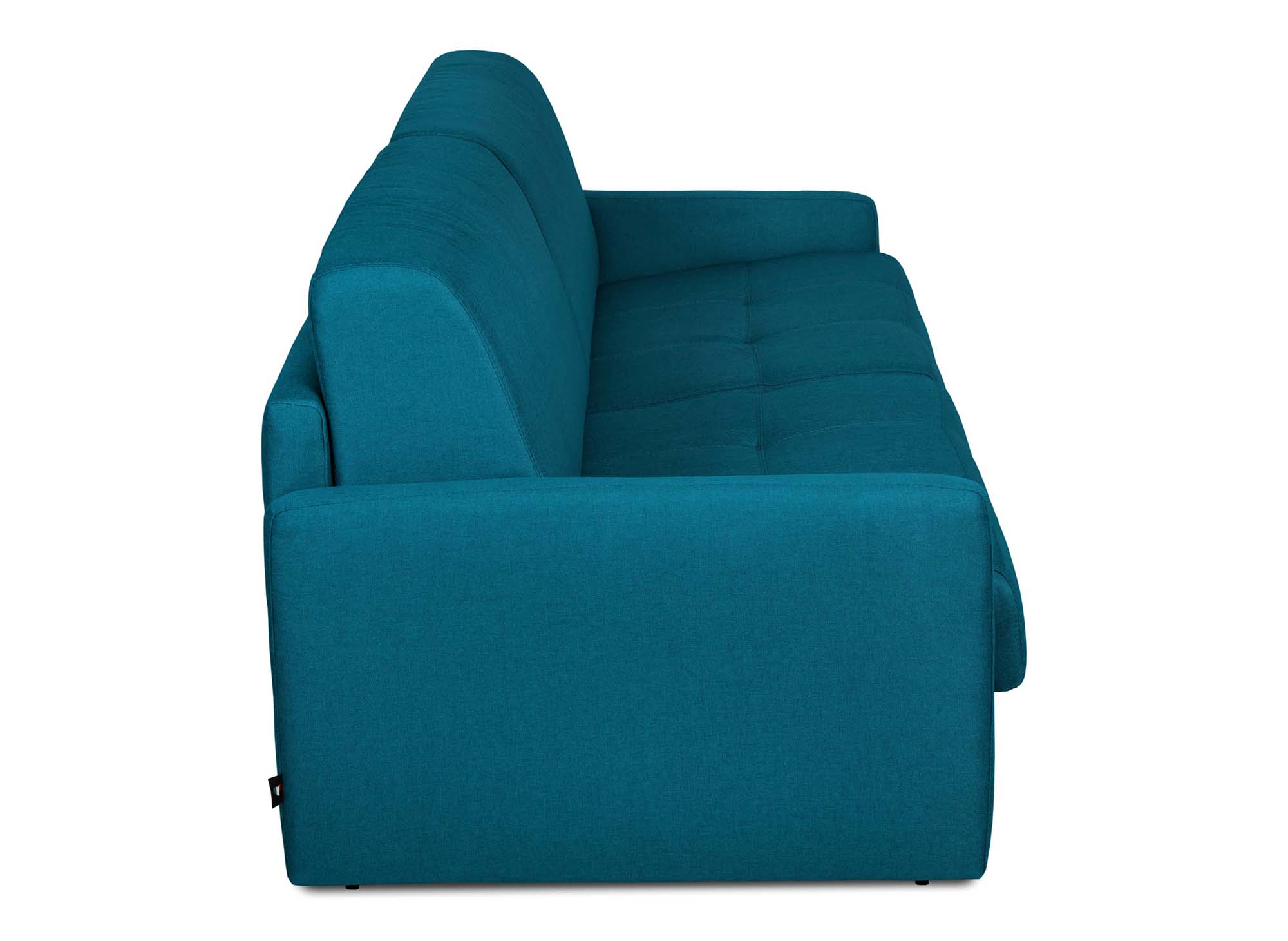 LOUNA SLIM 3-Sitzer-Schlafsofa aus petrolblauem Stoff mit Expressöffnung