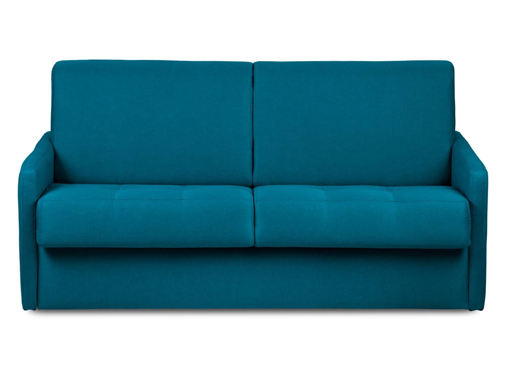 LOUNA SLIM 3-Sitzer-Schlafsofa aus petrolblauem Stoff mit Expressöffnung