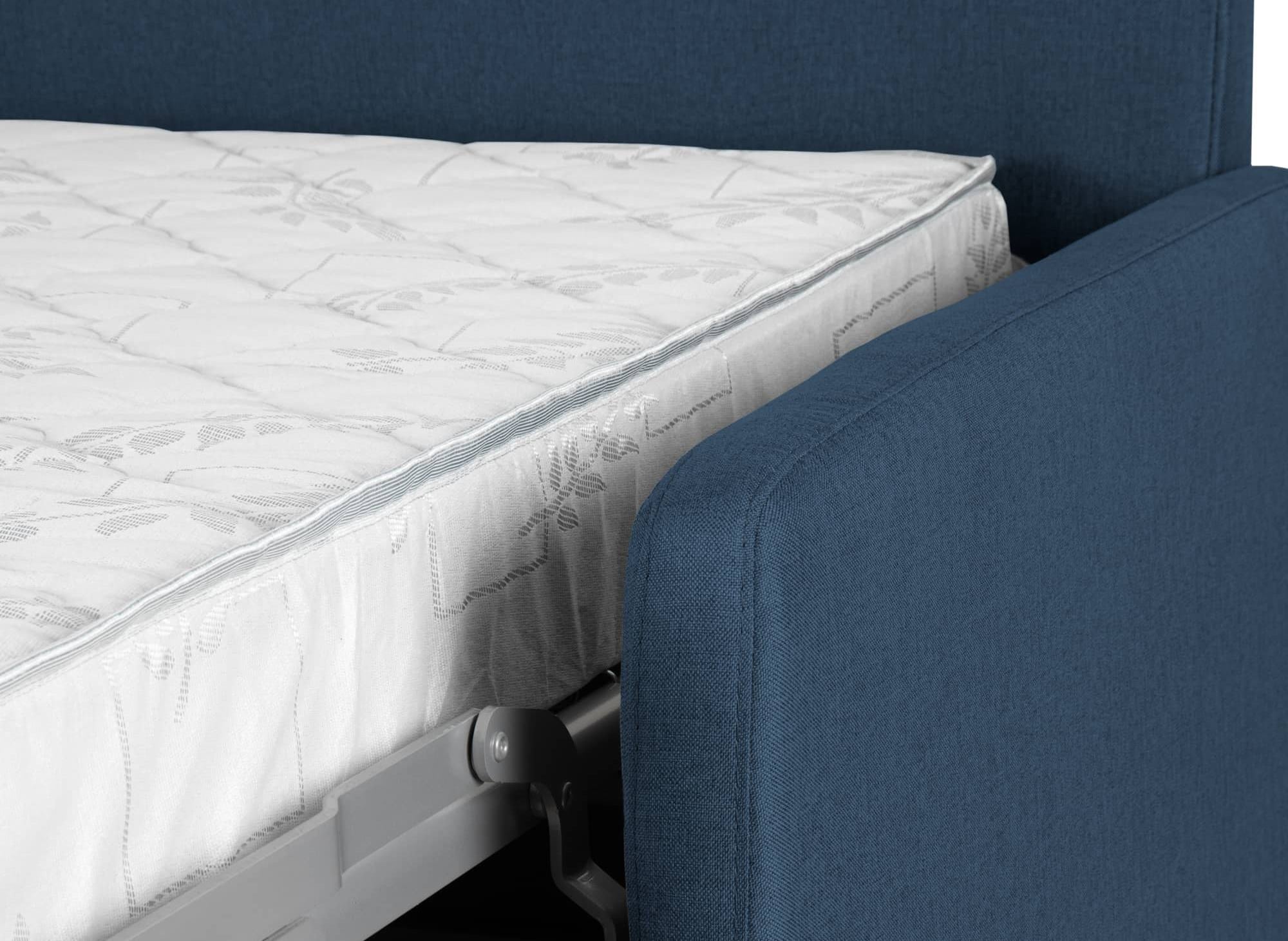 LOUNA SLIM 3-Sitzer-Schlafsofa aus jeansblauem Stoff mit Expressöffnung