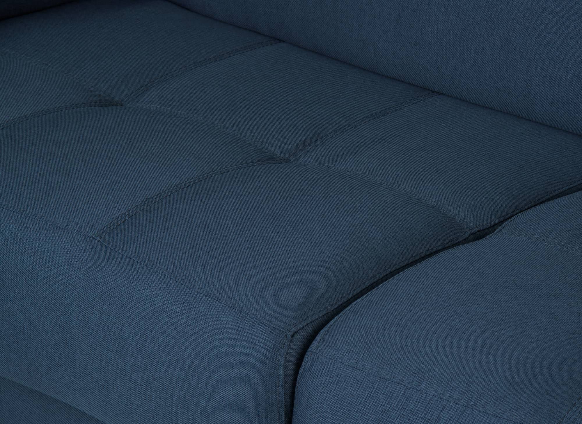 LOUNA SLIM 3-Sitzer-Schlafsofa aus jeansblauem Stoff mit Expressöffnung