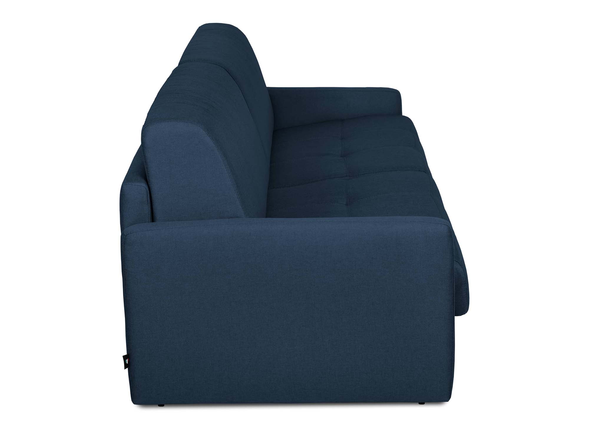 LOUNA SLIM 3-Sitzer-Schlafsofa aus jeansblauem Stoff mit Expressöffnung