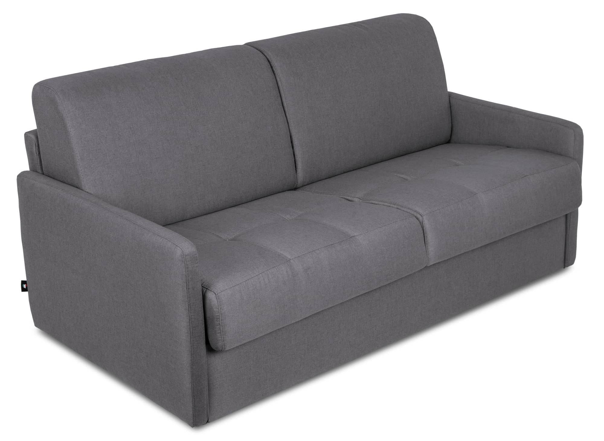 LOUNA SLIM 3-Sitzer-Schlafsofa aus dunkelgrauem Stoff mit Expressöffnung