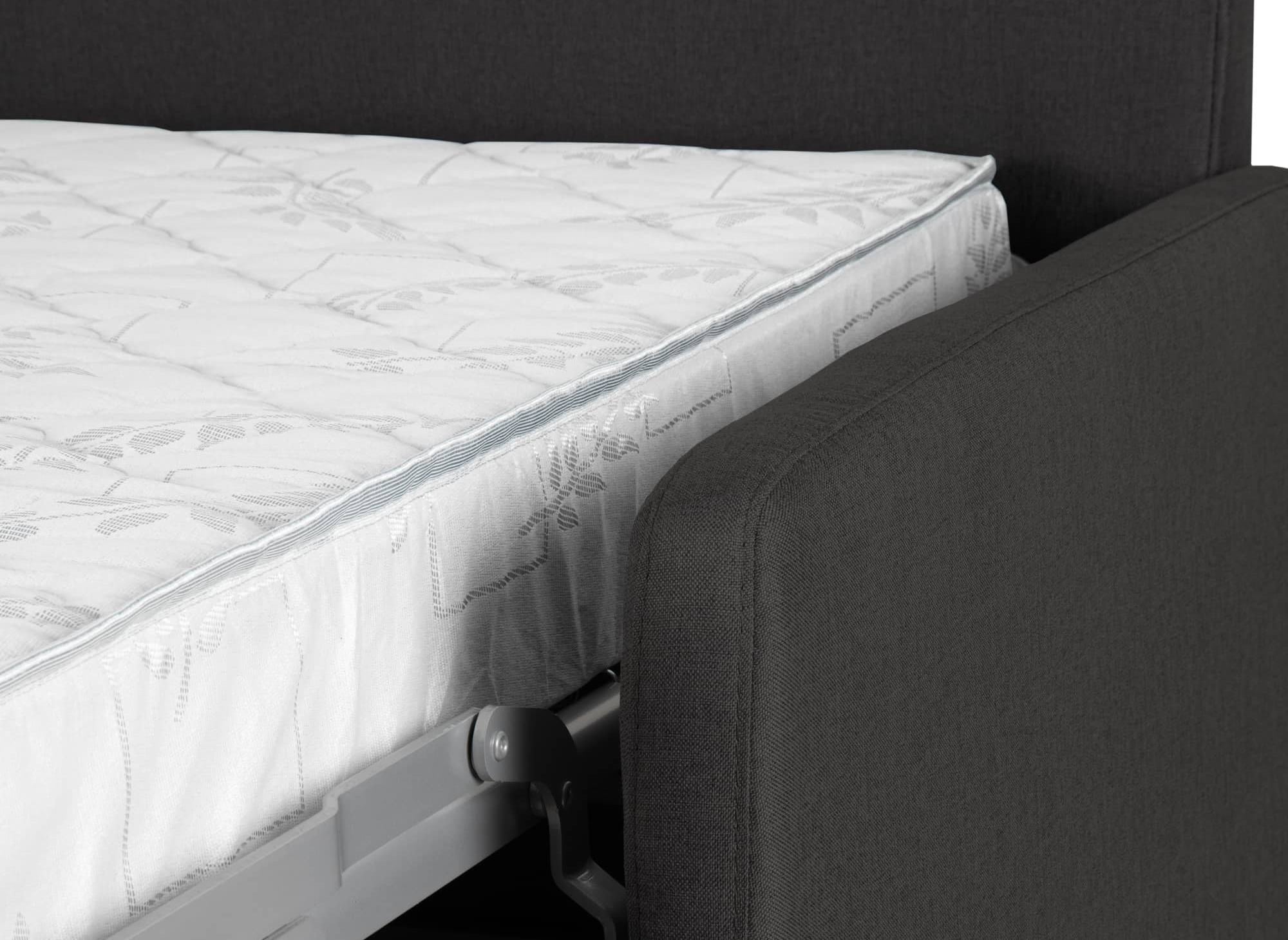 LOUNA SLIM 3-Sitzer-Schlafsofa aus anthrazitgrauem Stoff mit Expressöffnung