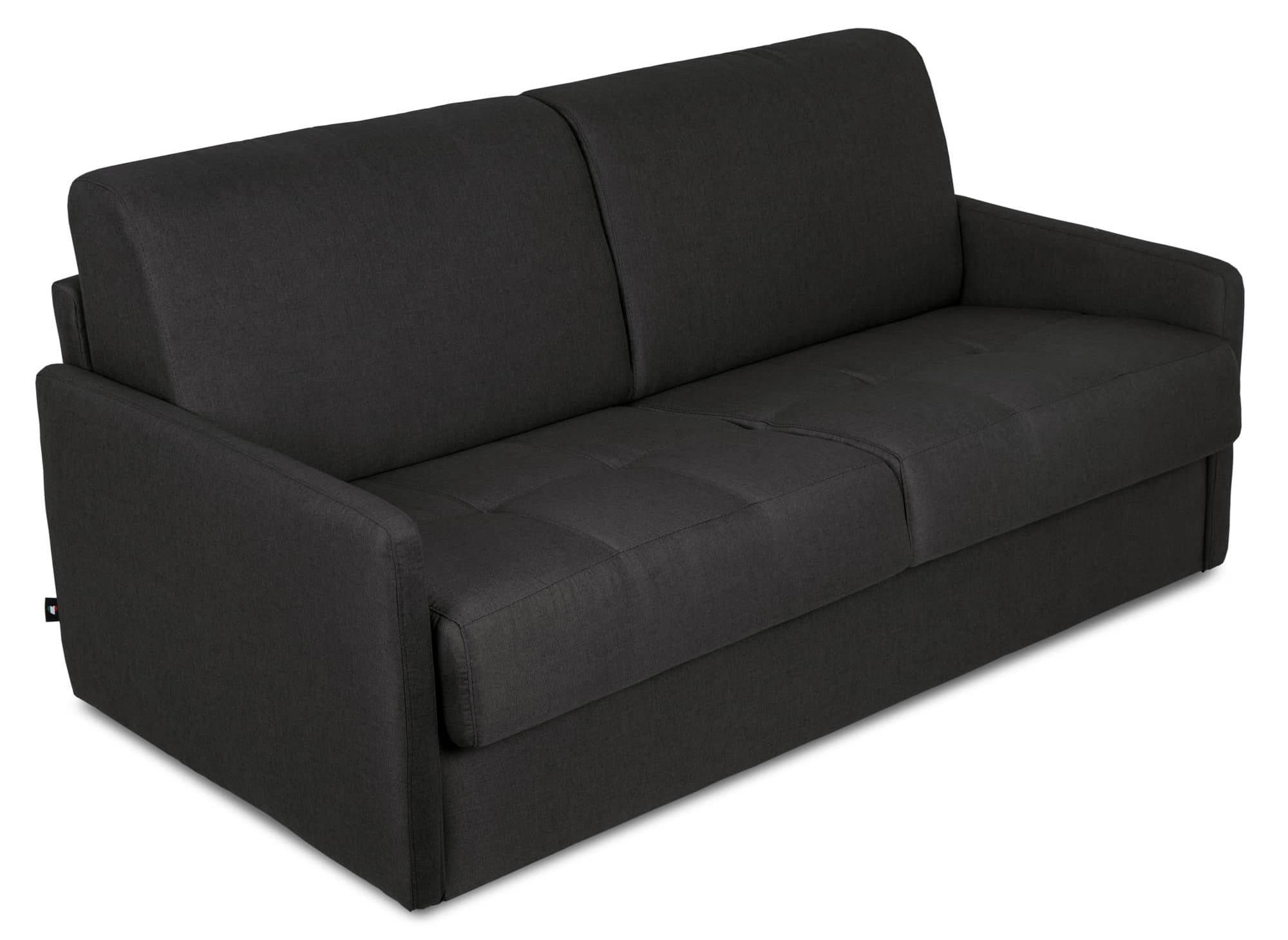 LOUNA SLIM 3-Sitzer-Schlafsofa aus anthrazitgrauem Stoff mit Expressöffnung