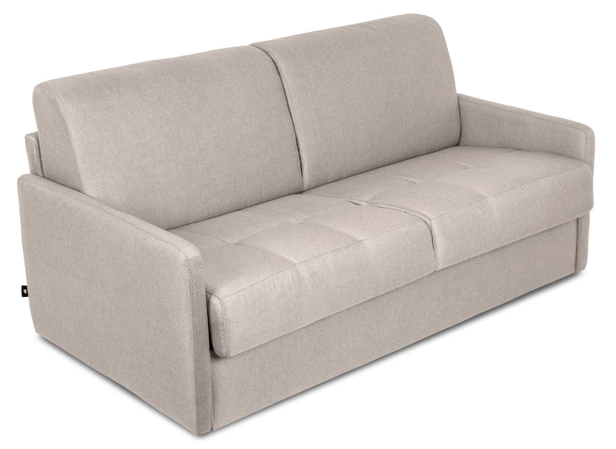 LOUNA SLIM 3-Sitzer-Schlafsofa aus beigem Stoff mit Expressöffnung