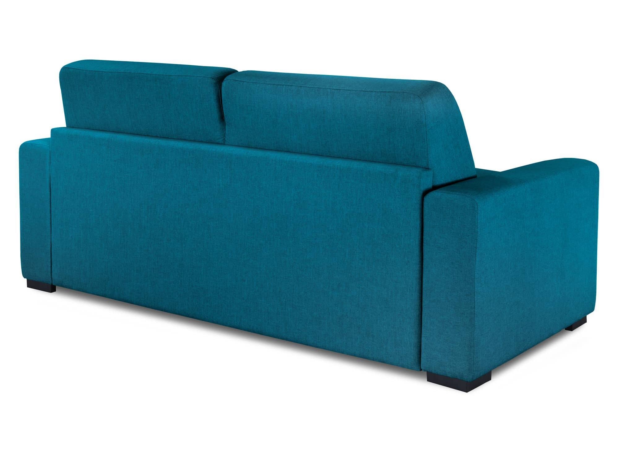 LOUNA LUXE 3-Sitzer-Schlafsofa aus petrolblauem Stoff mit Expressöffnung und 18 cm Matratze 