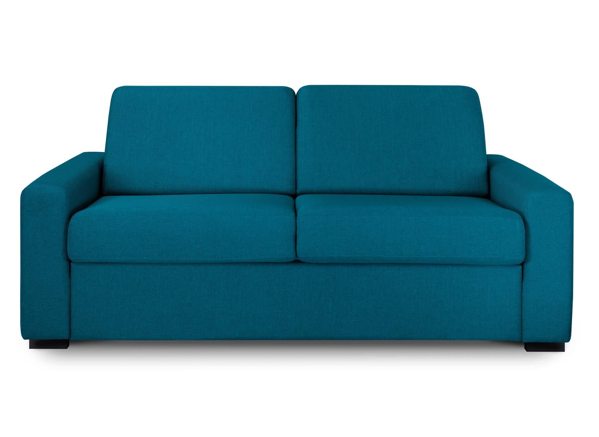 LOUNA LUXE 3-Sitzer-Schlafsofa aus petrolblauem Stoff mit Expressöffnung und 18 cm Matratze 