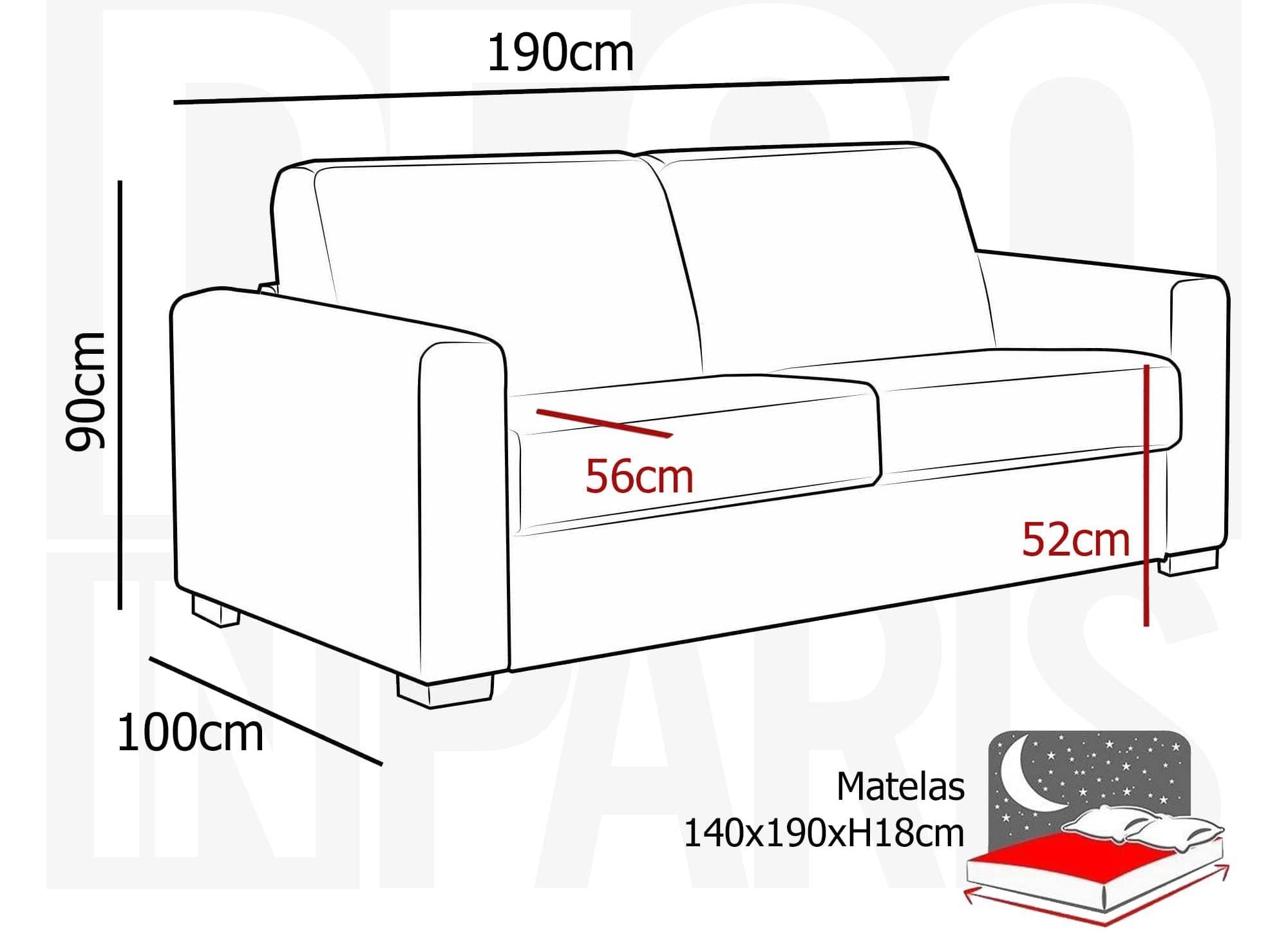 LOUNA LUXE 3-Sitzer-Schlafsofa aus jeansblauem Stoff mit Expressöffnung und 18 cm Matratze