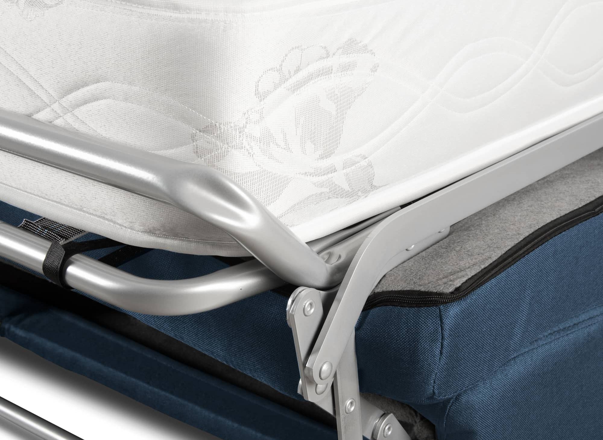 LOUNA LUXE 3-Sitzer-Schlafsofa aus jeansblauem Stoff mit Expressöffnung und 18 cm Matratze