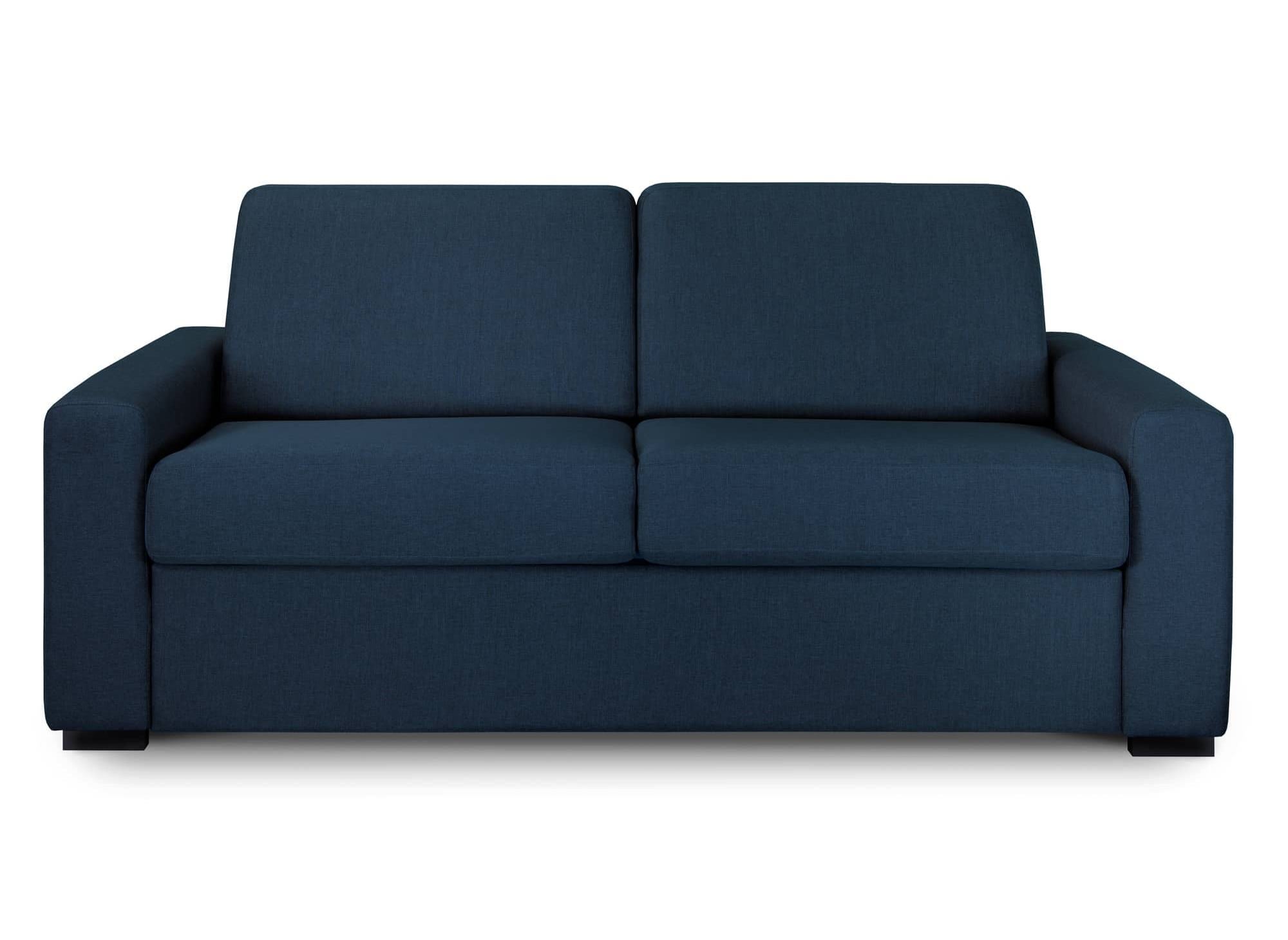 LOUNA LUXE 3-Sitzer-Schlafsofa aus jeansblauem Stoff mit Expressöffnung und 18 cm Matratze