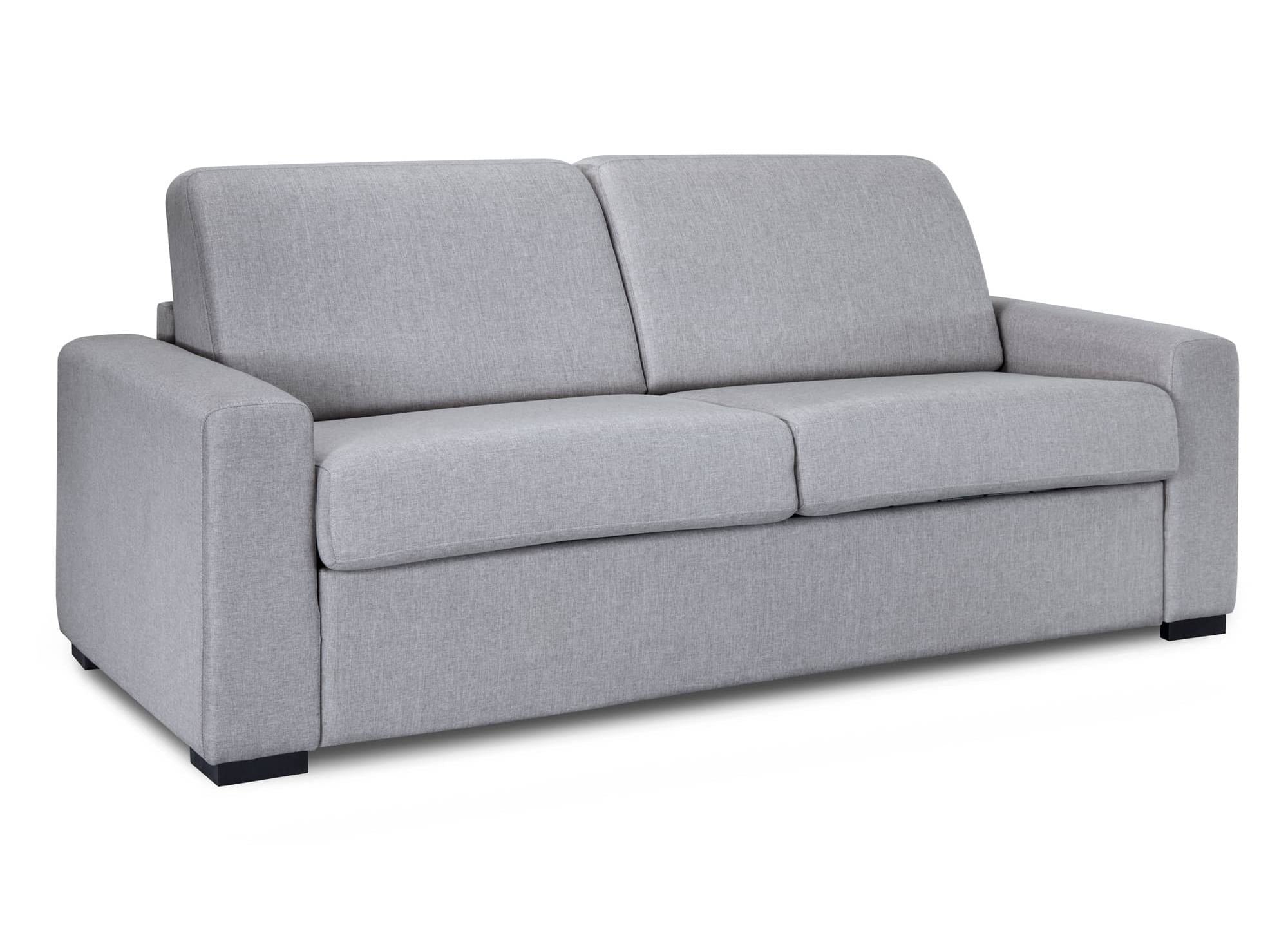 LOUNA LUXE 3-Sitzer-Schlafsofa aus grauem Stoff mit Expressöffnung und 18 cm Matratze