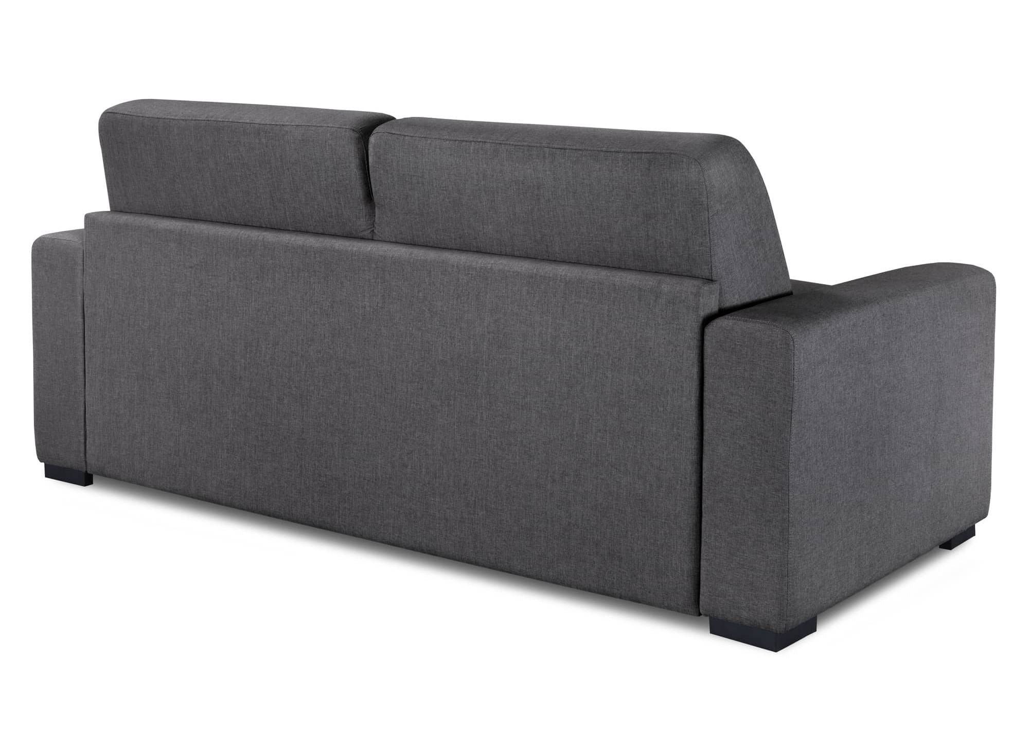 LOUNA LUXE 3-Sitzer-Schlafsofa aus dunkelgrauem Stoff mit Expressöffnung und 18 cm Matratze