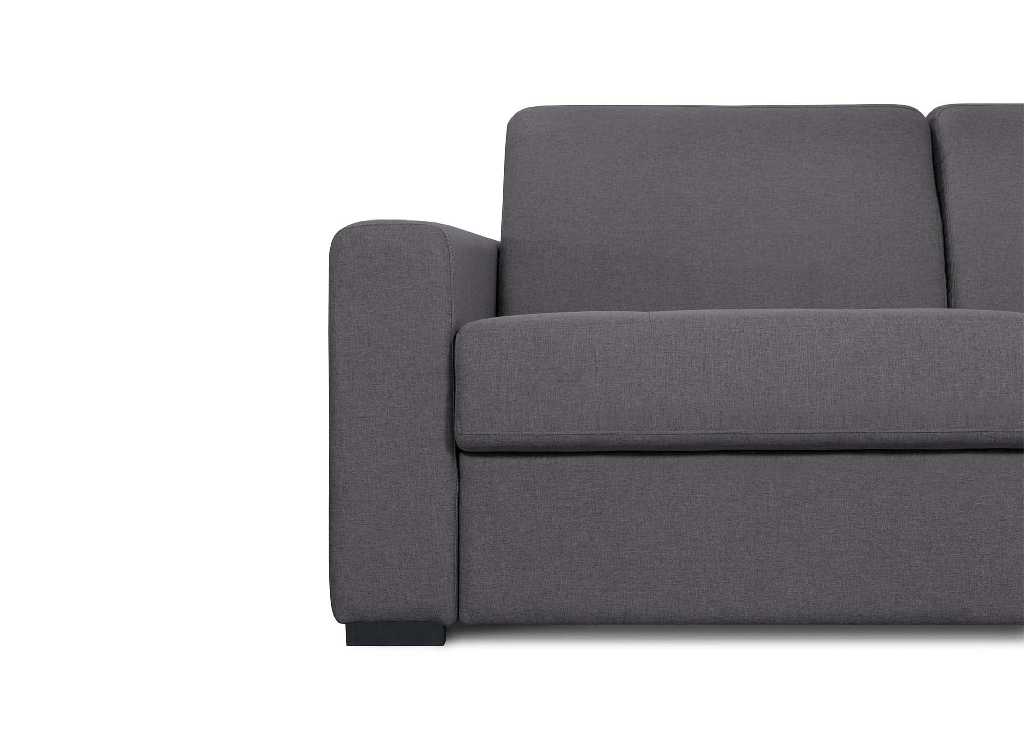 LOUNA LUXE 3-Sitzer-Schlafsofa aus dunkelgrauem Stoff mit Expressöffnung und 18 cm Matratze