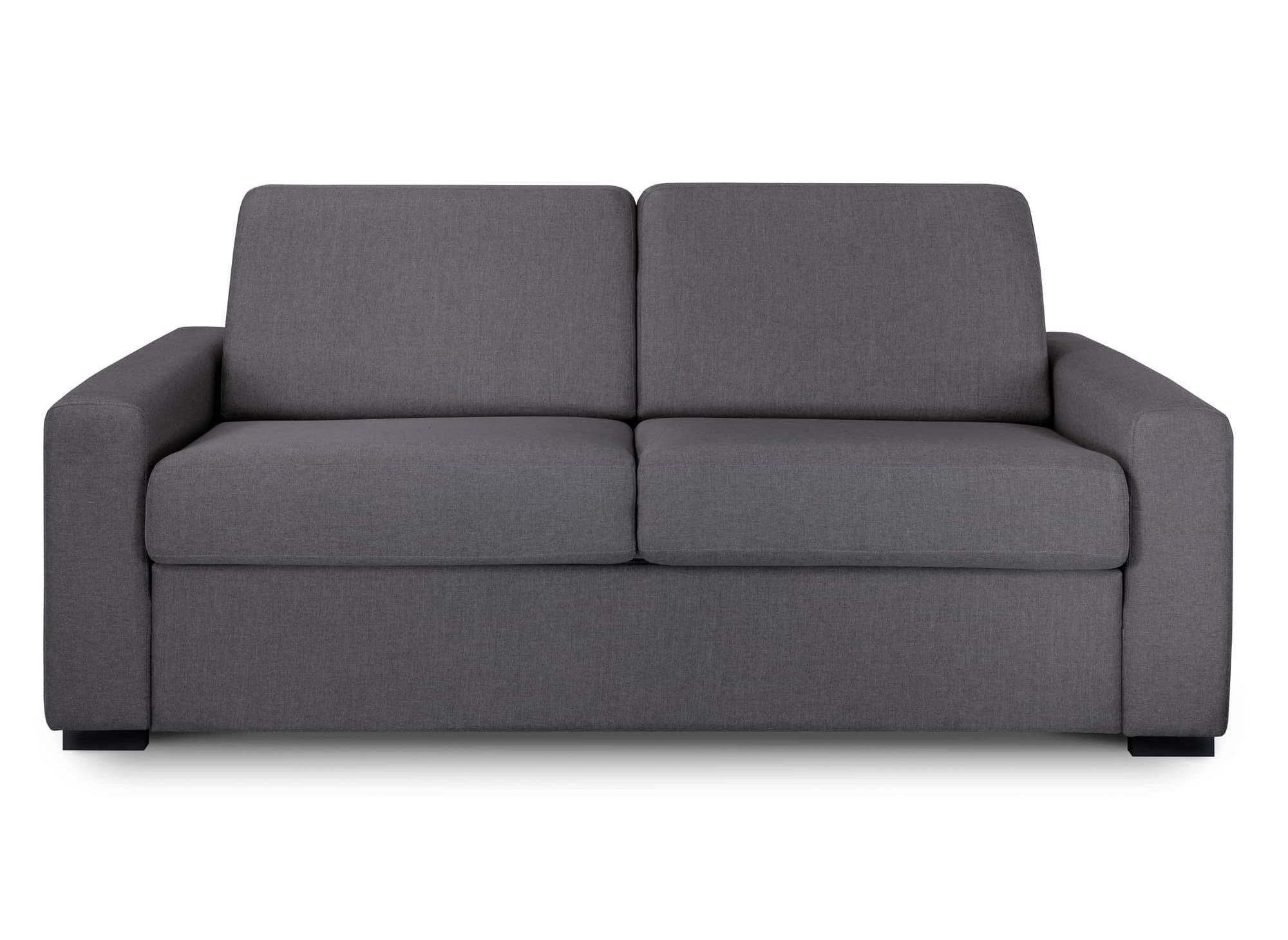LOUNA LUXE 3-Sitzer-Schlafsofa aus dunkelgrauem Stoff mit Expressöffnung und 18 cm Matratze