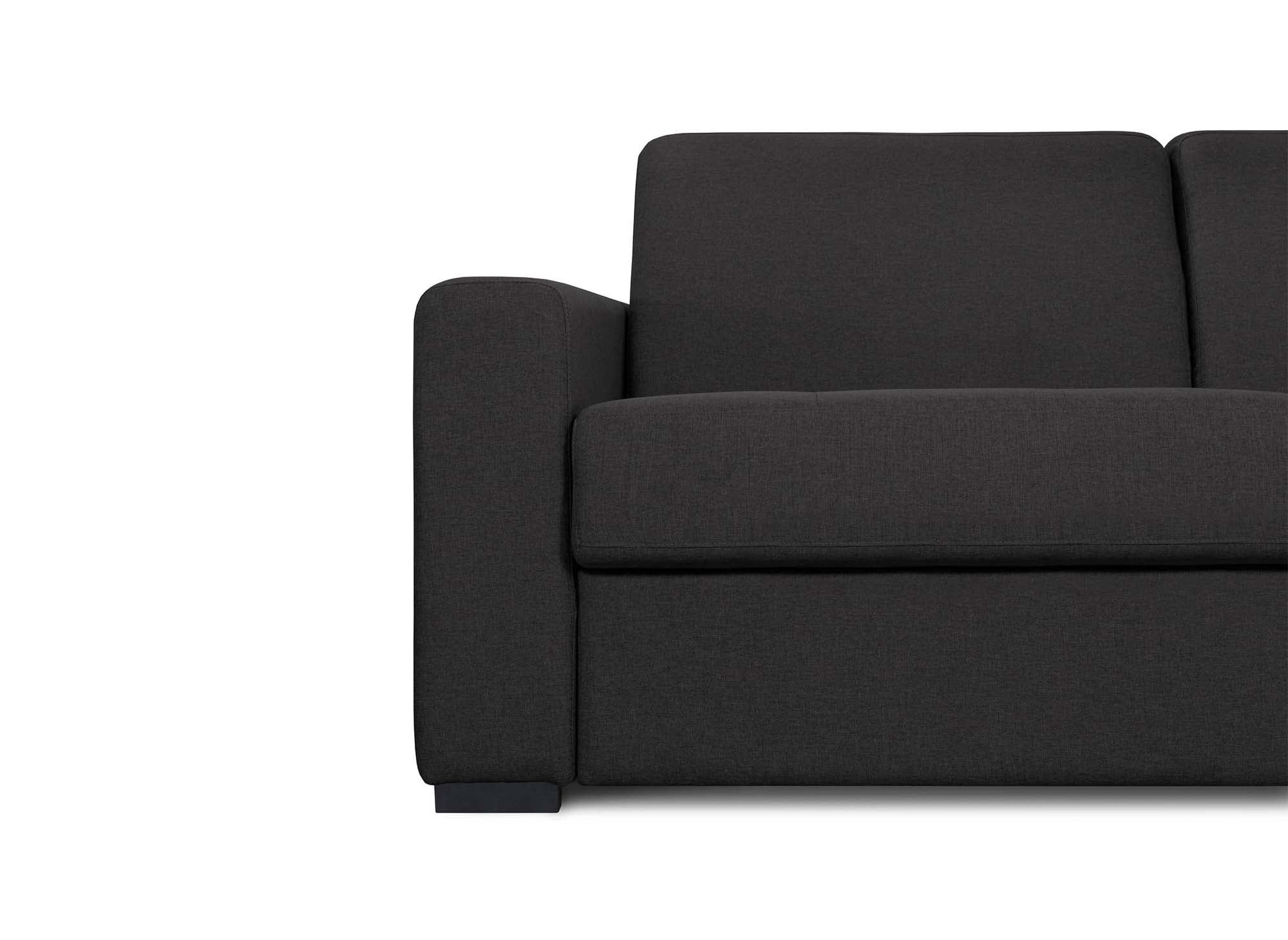 LOUNA LUXE 3-Sitzer-Schlafsofa aus anthrazitgrauem Stoff mit Expressöffnung und 18 cm Matratze