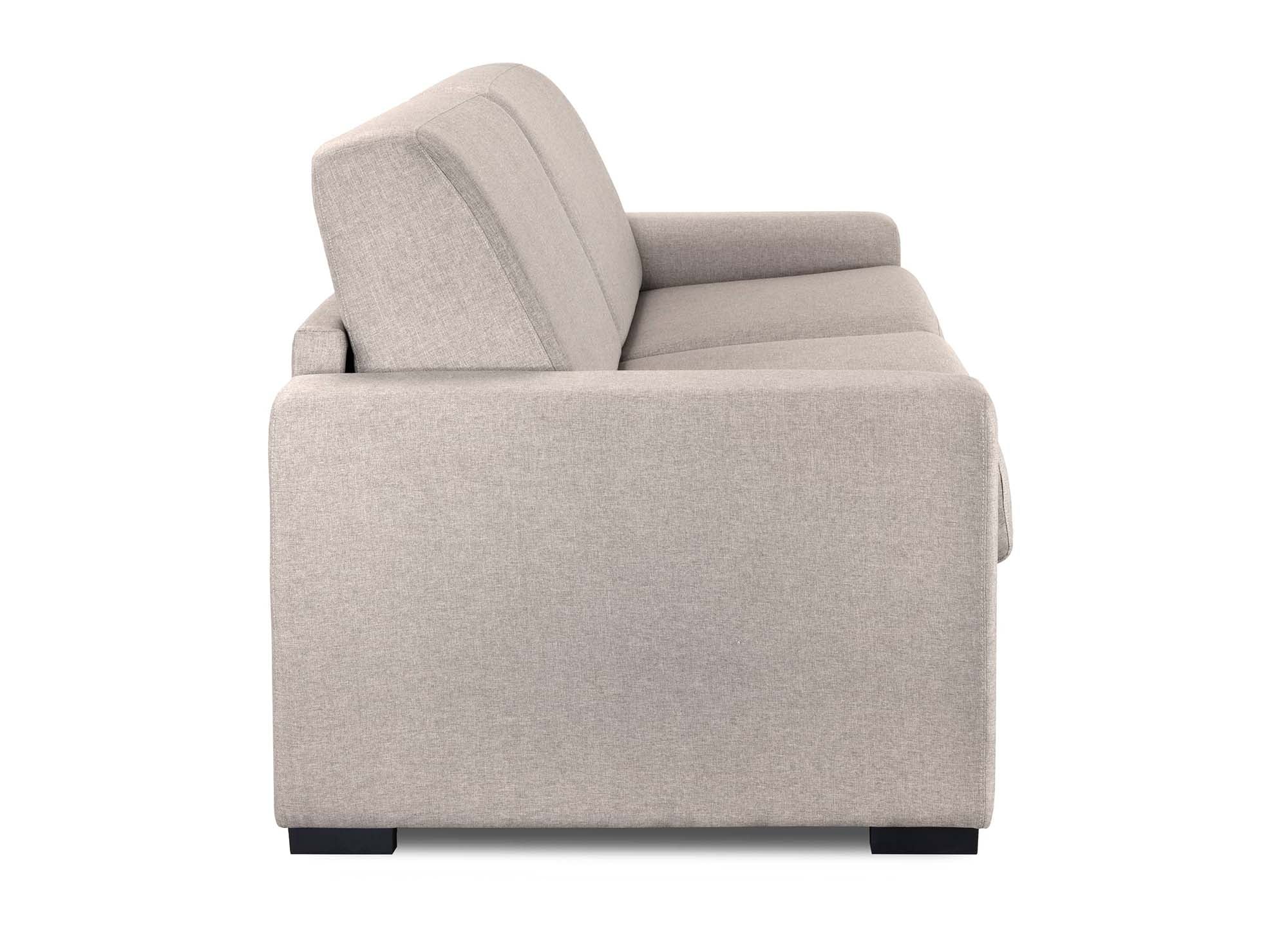 LOUNA LUXE 3-Sitzer-Schlafsofa aus beigem Stoff mit Expressöffnung und 18 cm Matratze