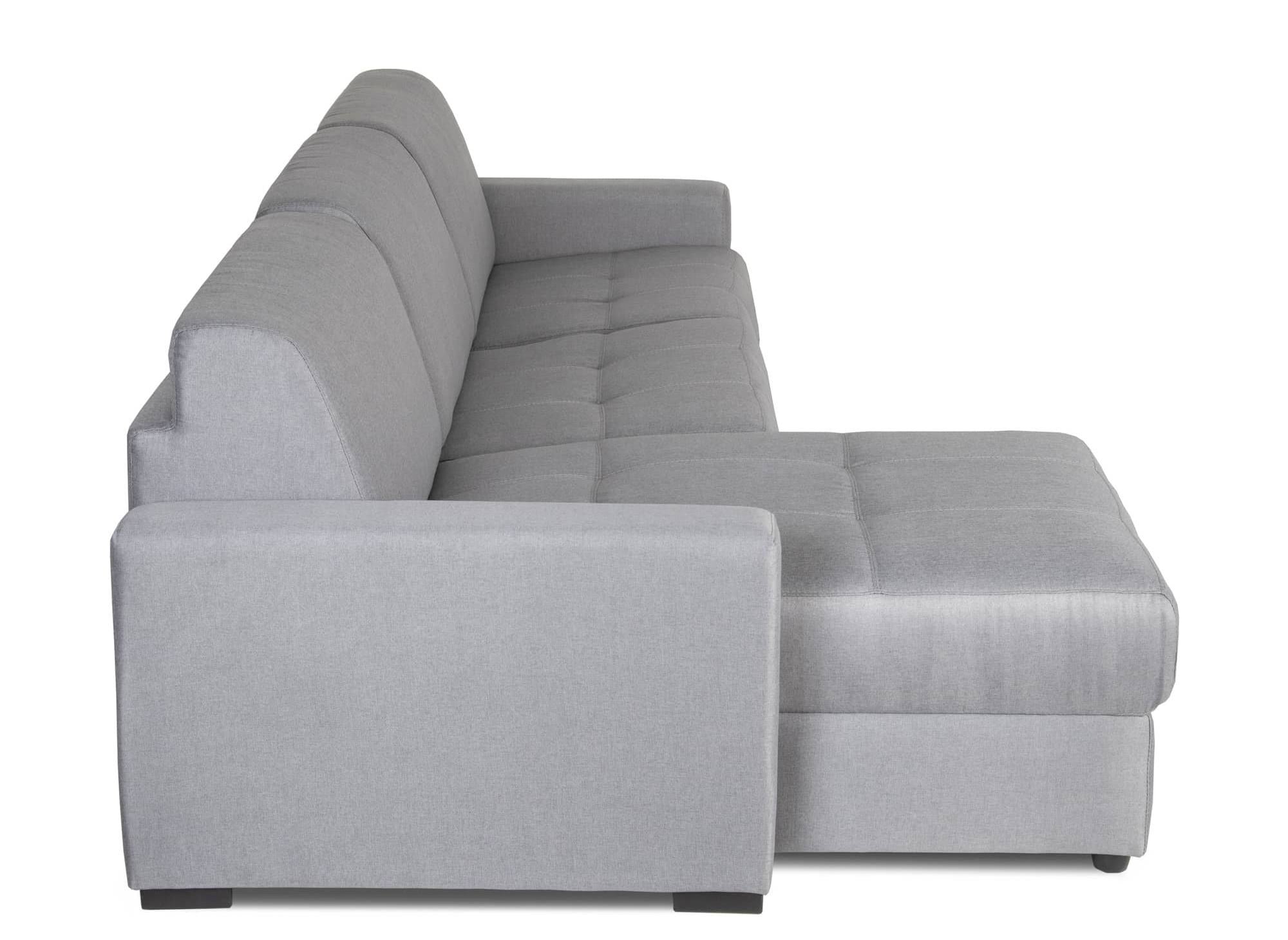 LOUNA umwandelbares Ecksofa aus grauem Stoff mit Aufbewahrungsbox