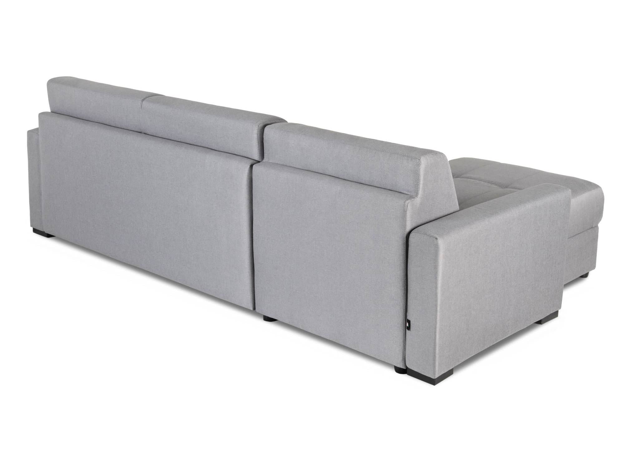 LOUNA umwandelbares Ecksofa aus grauem Stoff mit Aufbewahrungsbox
