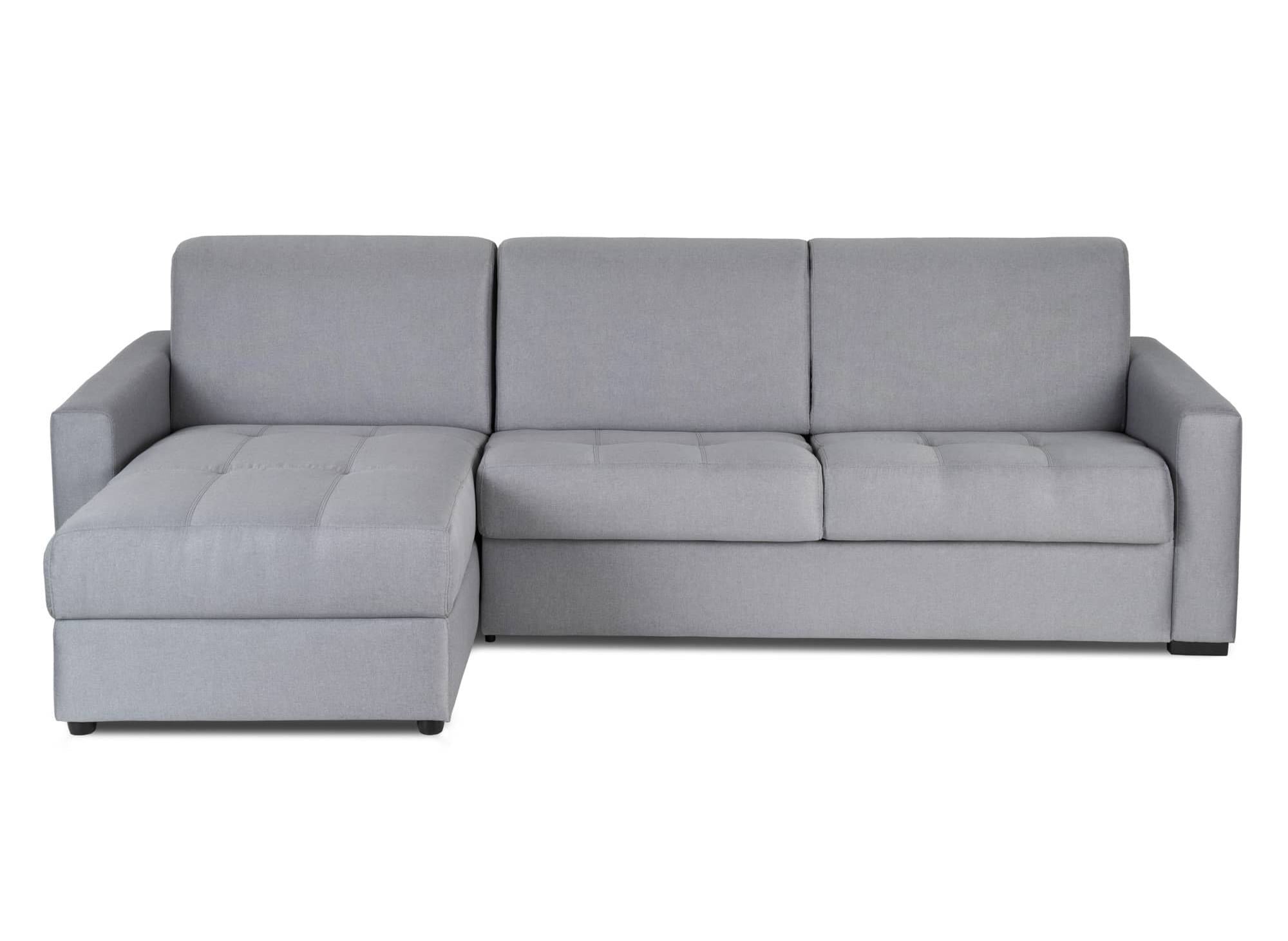 LOUNA umwandelbares Ecksofa aus grauem Stoff mit Aufbewahrungsbox