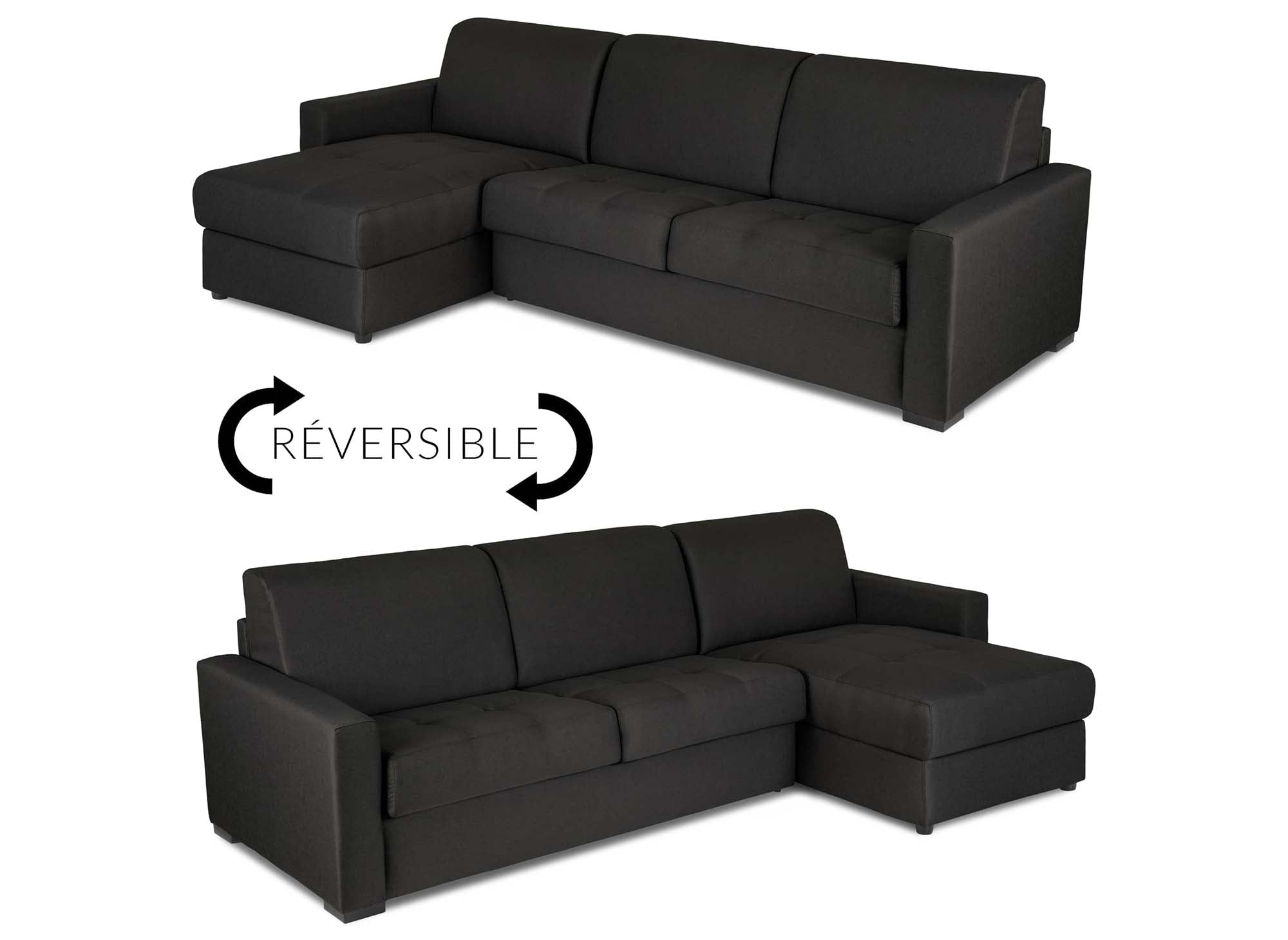 LOUNA Ecksofa mit Schlaffunktion und Express-Umbaumechanismus in Carbongrau