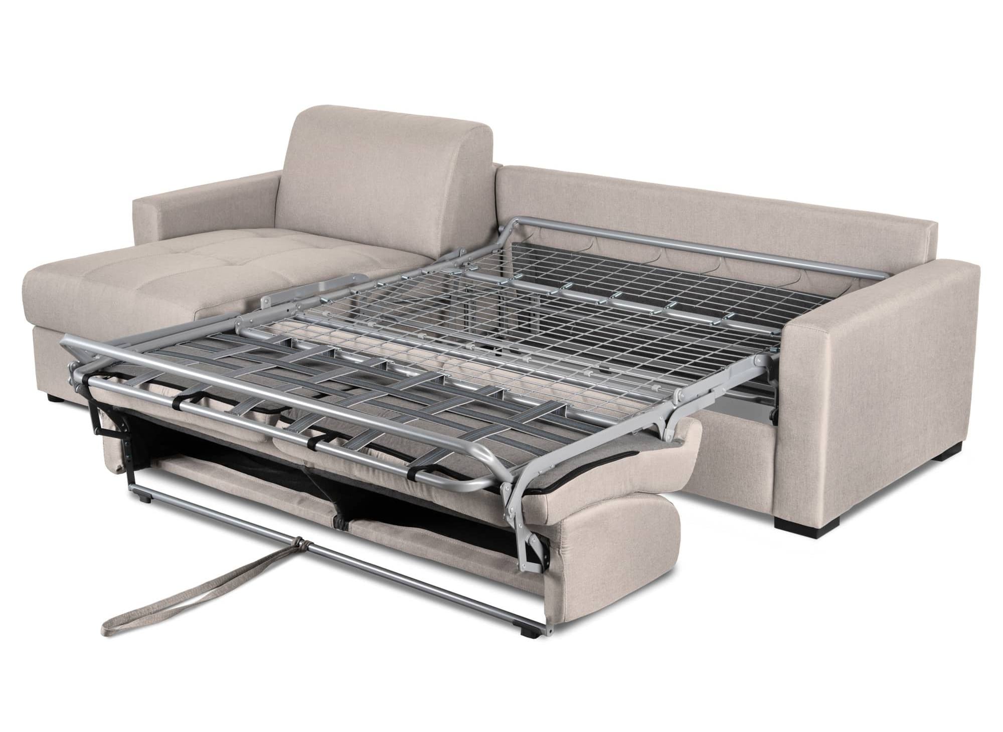 LOUNA umwandelbares Ecksofa aus beigem Stoff mit Aufbewahrungsbox