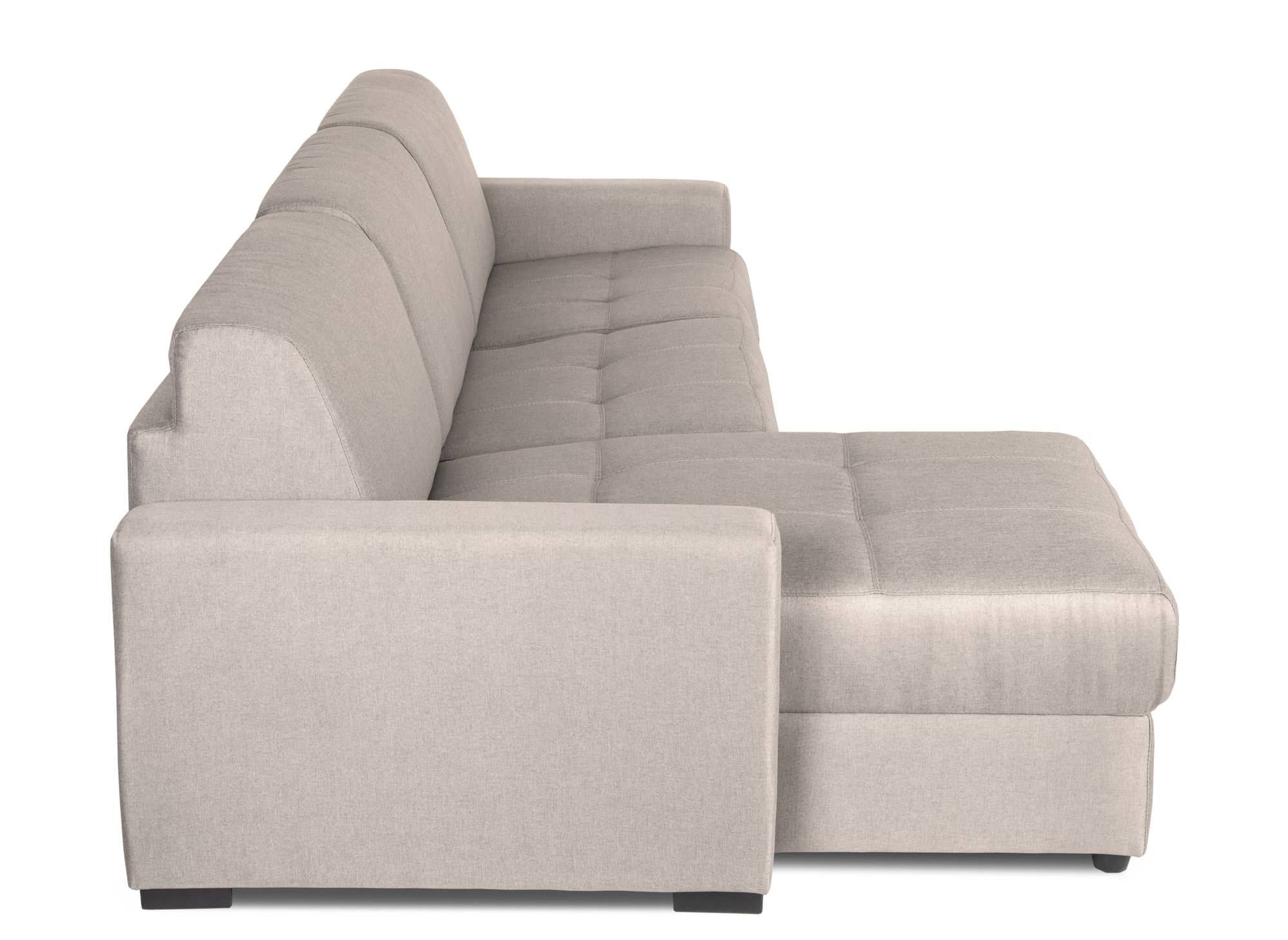 LOUNA umwandelbares Ecksofa aus beigem Stoff mit Aufbewahrungsbox