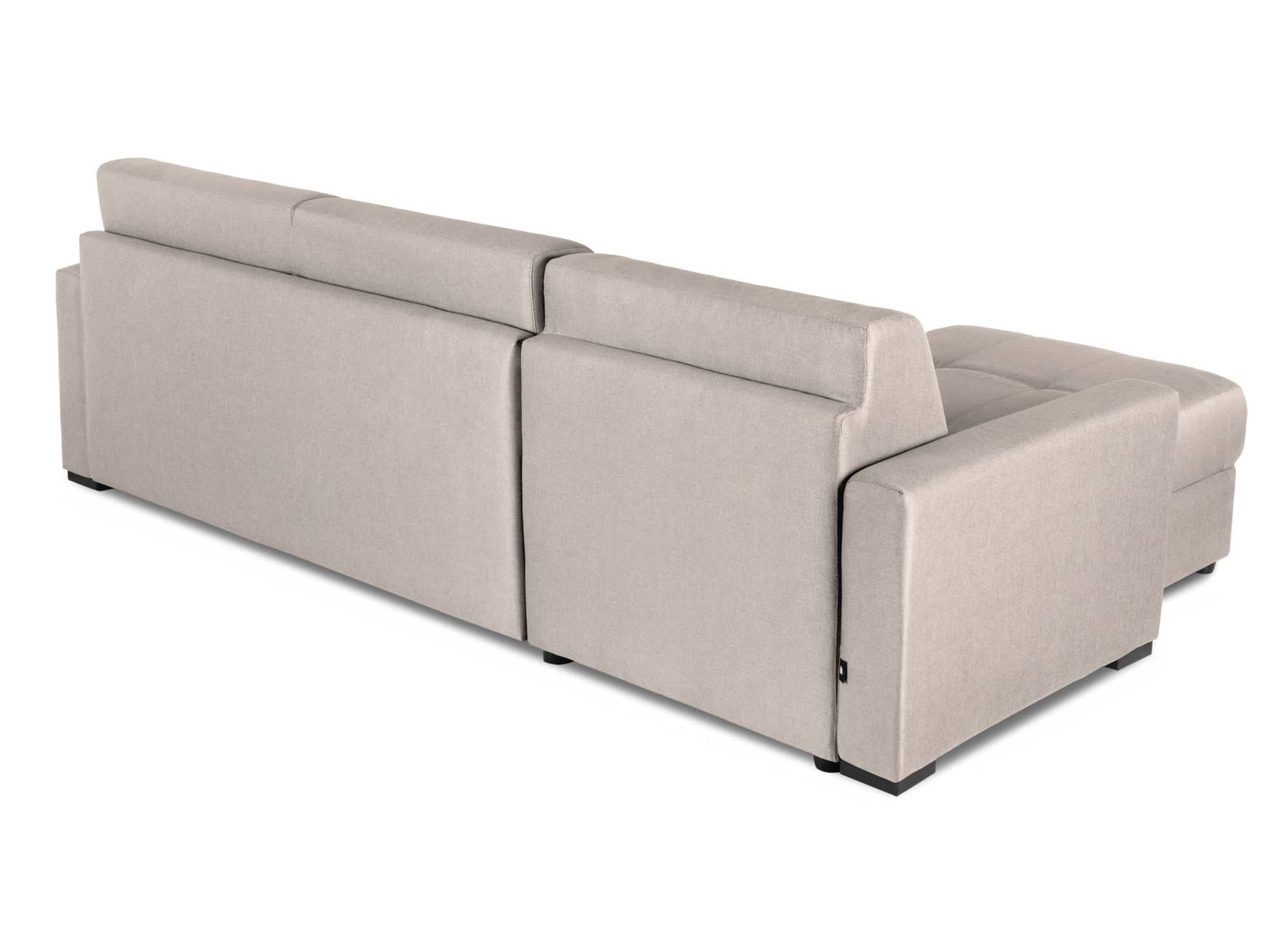 LOUNA umwandelbares Ecksofa aus beigem Stoff mit Aufbewahrungsbox