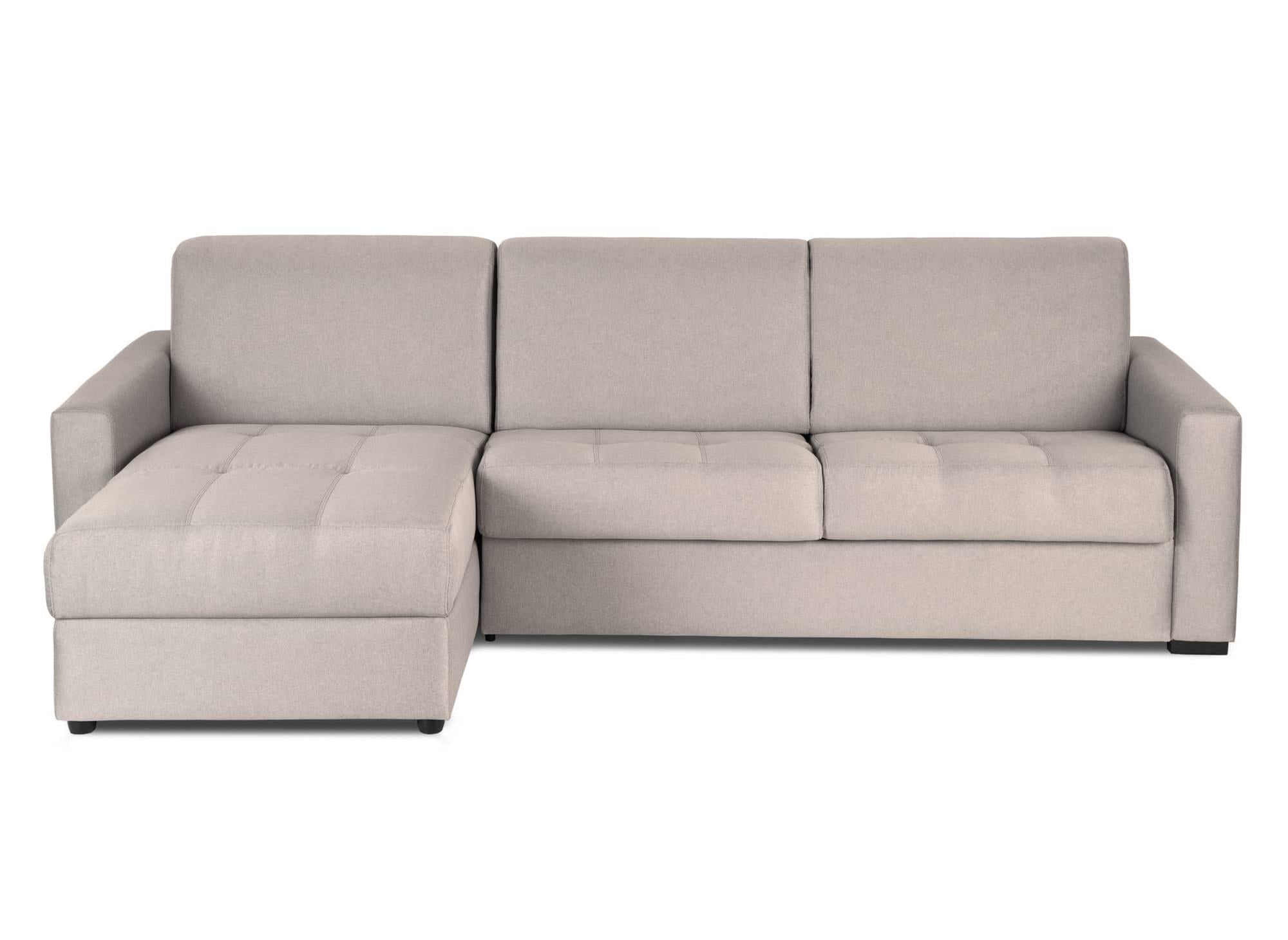 LOUNA umwandelbares Ecksofa aus beigem Stoff mit Aufbewahrungsbox