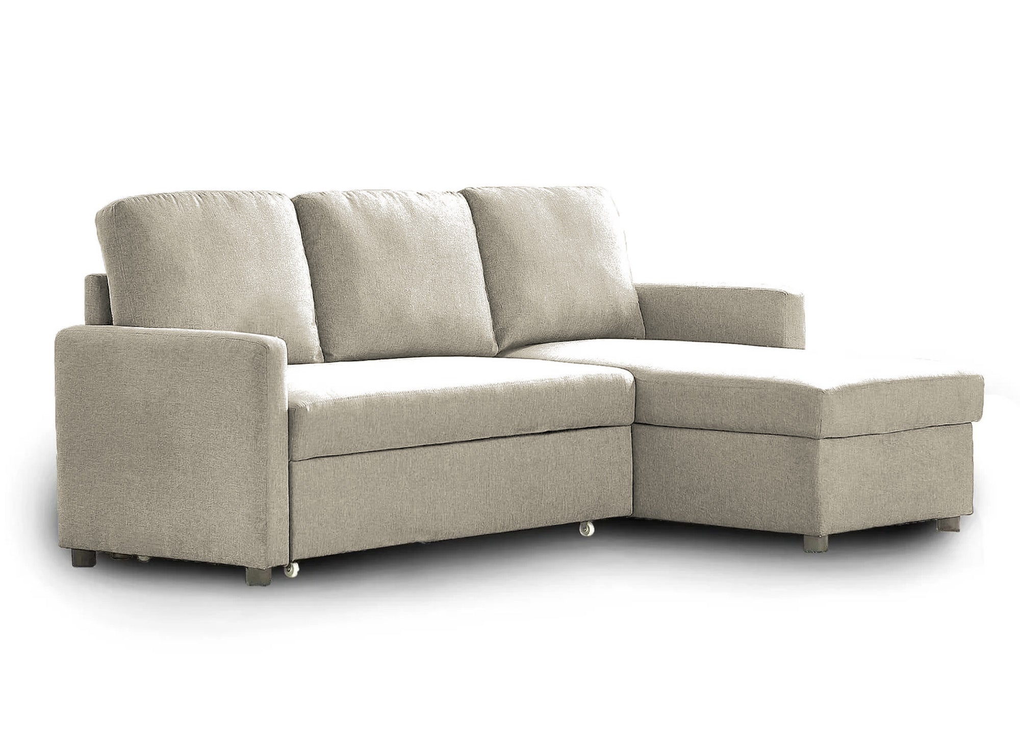 ADAM Wende-Ecksofa aus grauem Stoff mit Aufbewahrungsbox