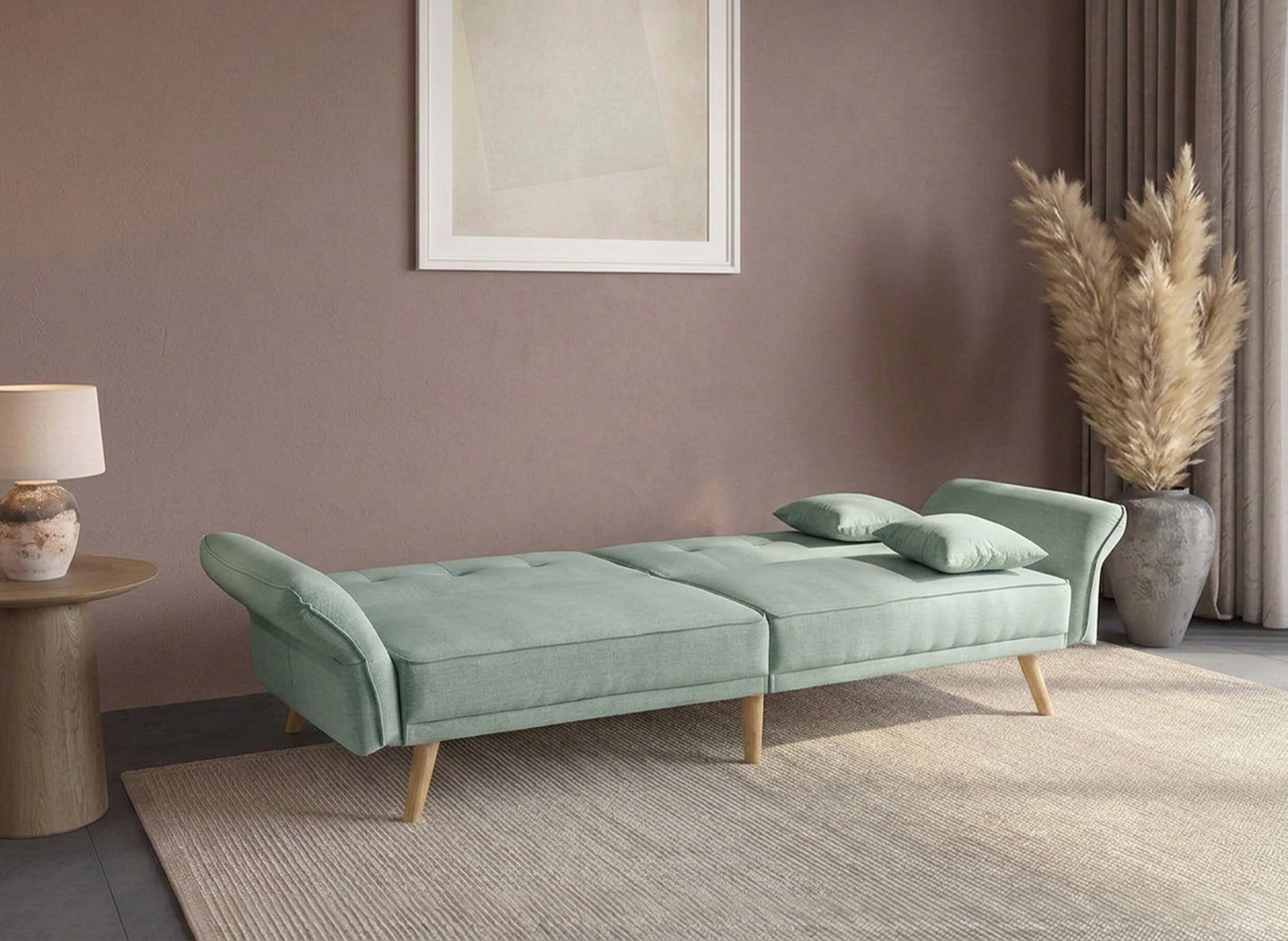 CHILI 3-Sitzer-Schlafsofa aus wassergrünem Stoff