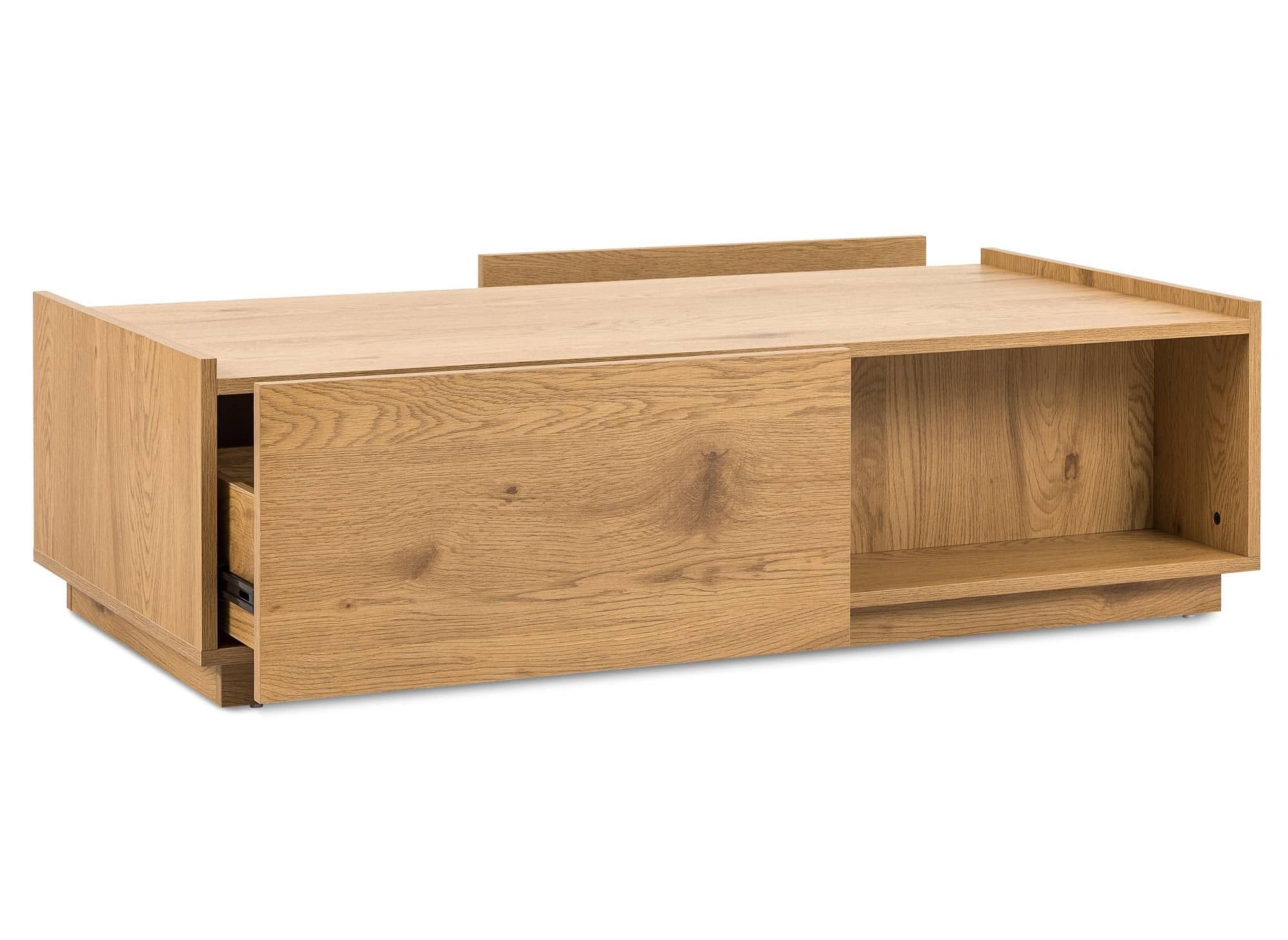 SACHA eichenfarbener Couchtisch aus Holz mit 2 Schubladen