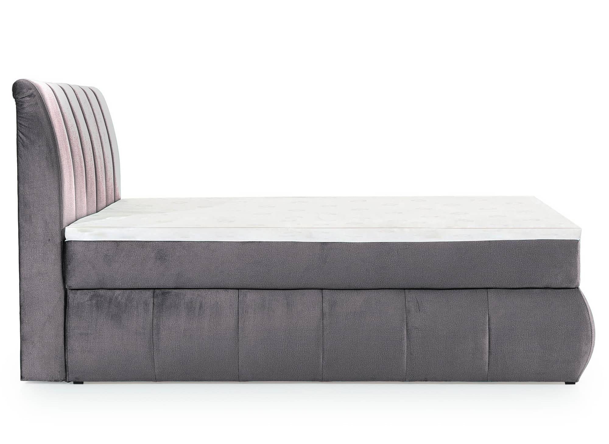 Boxspringbett 160x200 mit Stauraum in grauem Samt - VALERIA