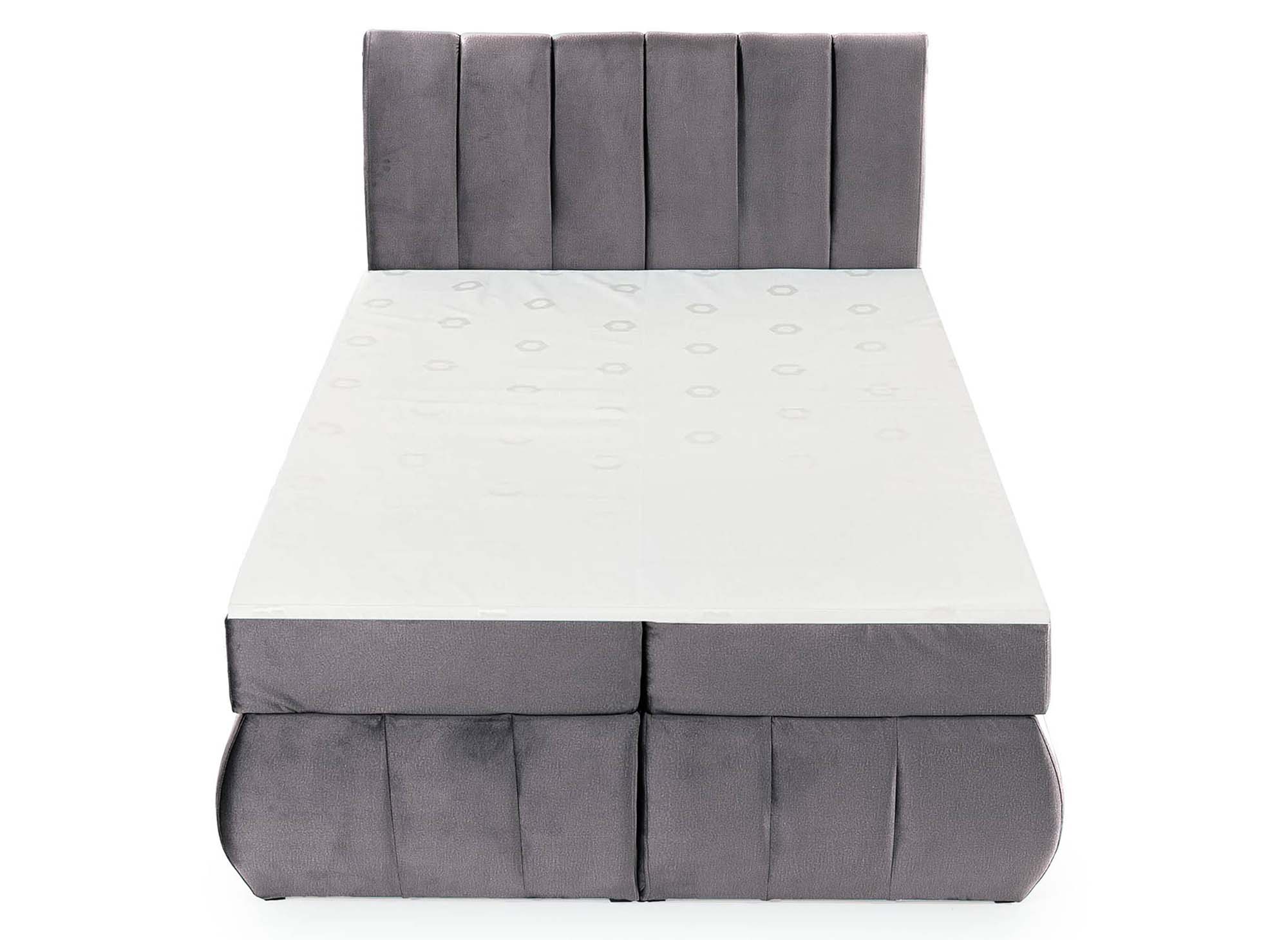 Boxspringbett 160x200 mit Stauraum in grauem Samt - VALERIA