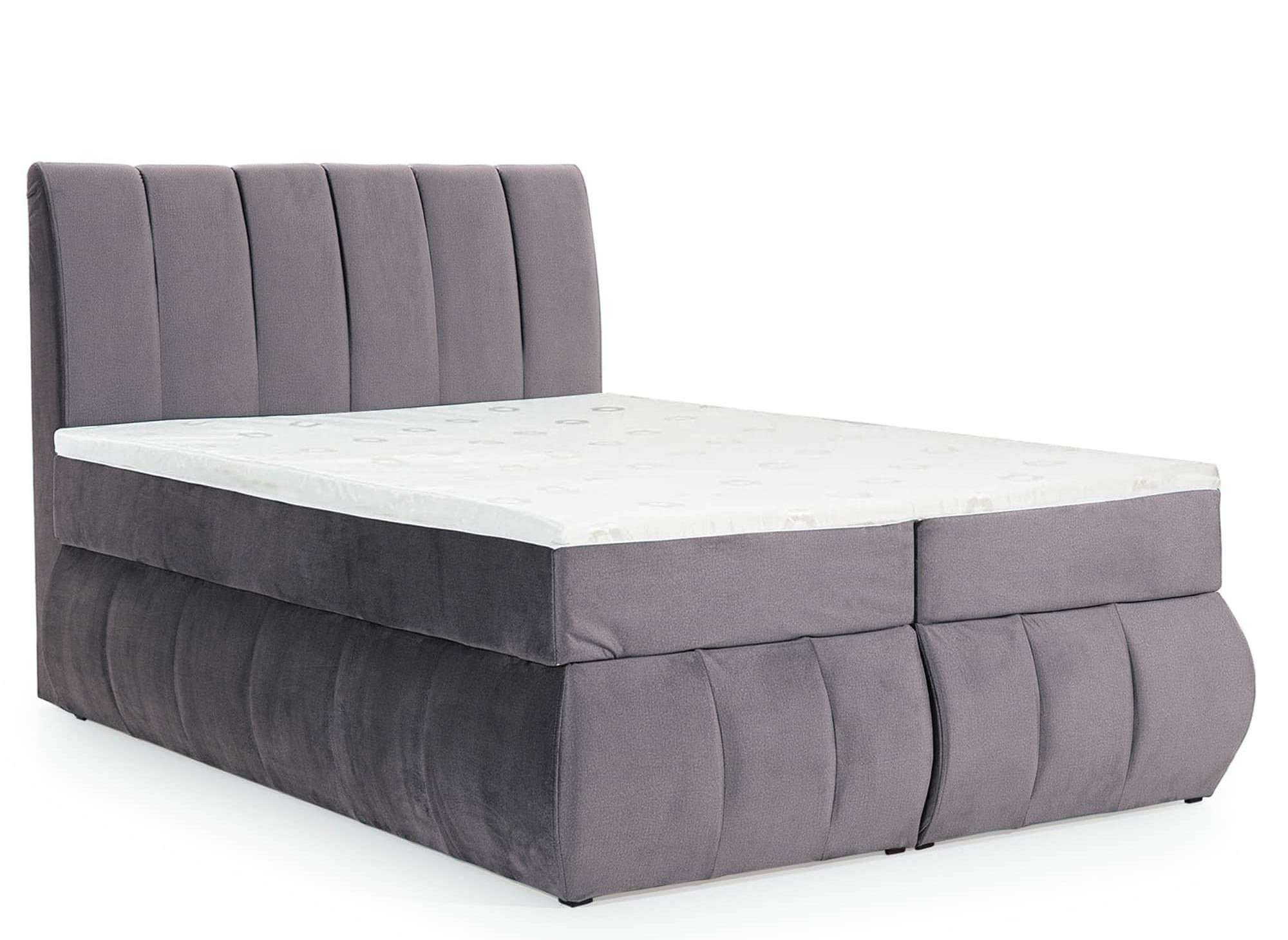 Boxspringbett 160x200 mit Stauraum in grauem Samt - VALERIA