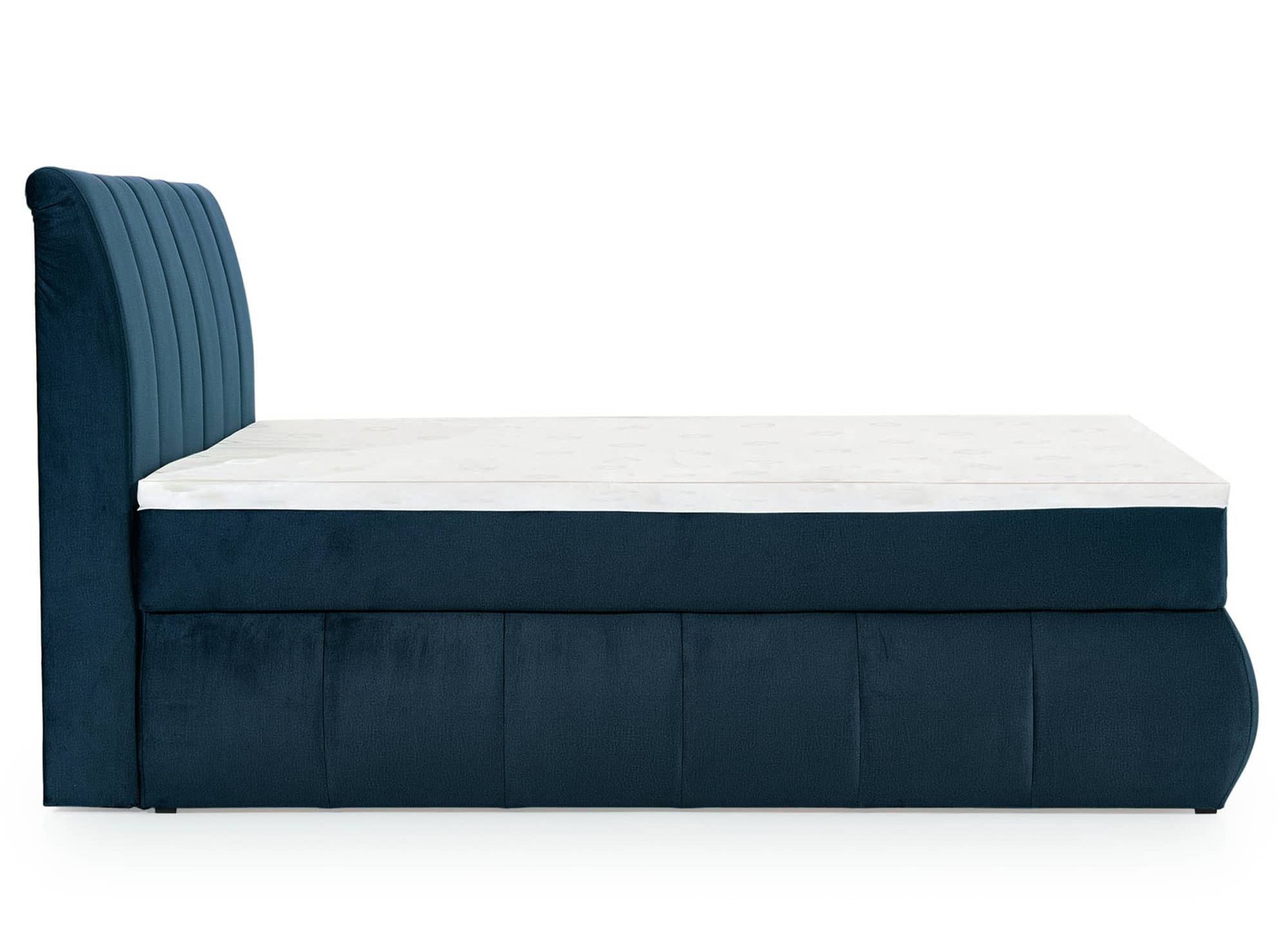 Boxspringbett 140x200 mit Stauraum in dunkelblauem Samt - VALERIA