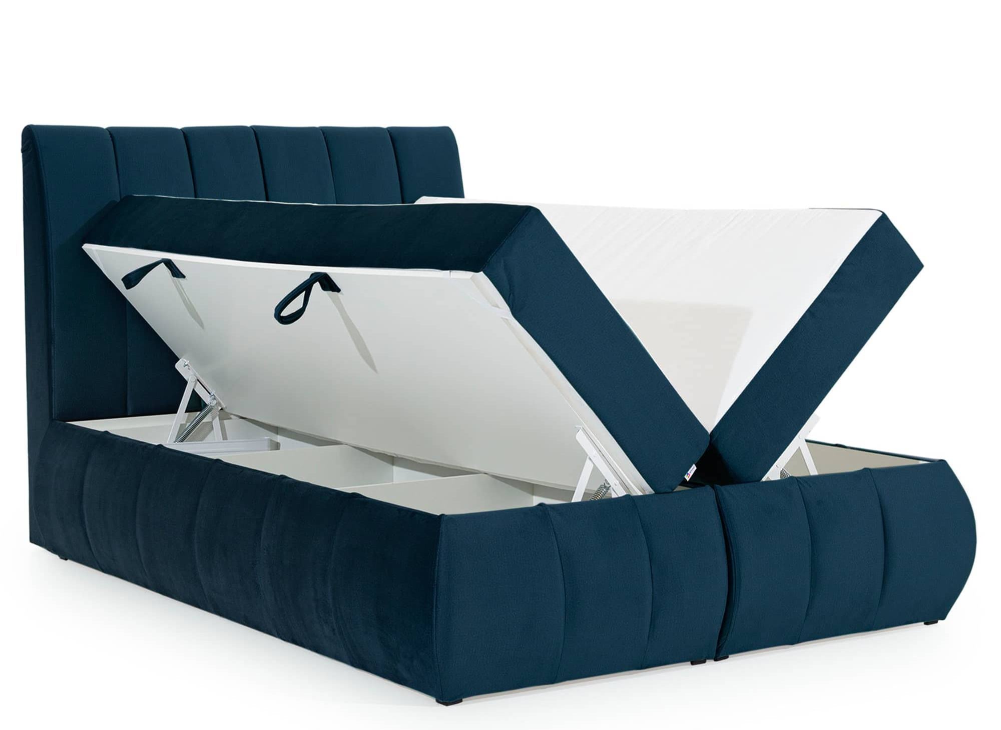 VALERIA 160x200 Boxspringbett mit Stauraum in dunkelblauem Samt