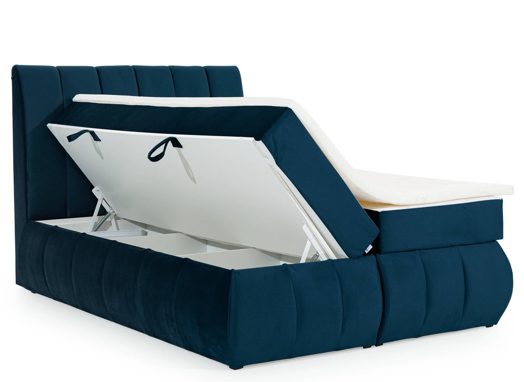 VALERIA 160x200 Boxspringbett mit Stauraum in dunkelblauem Samt