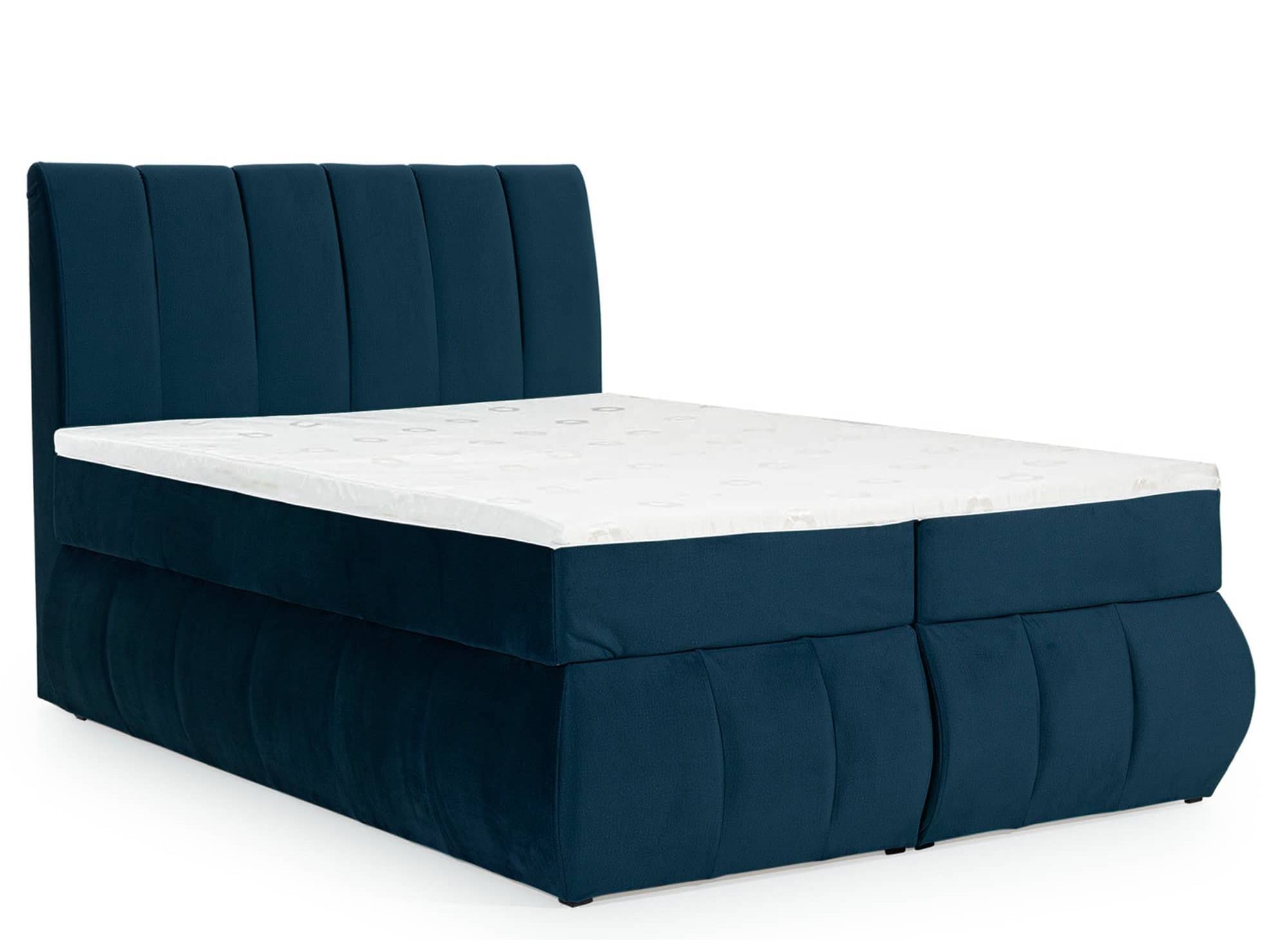 VALERIA 160x200 Boxspringbett mit Stauraum in dunkelblauem Samt