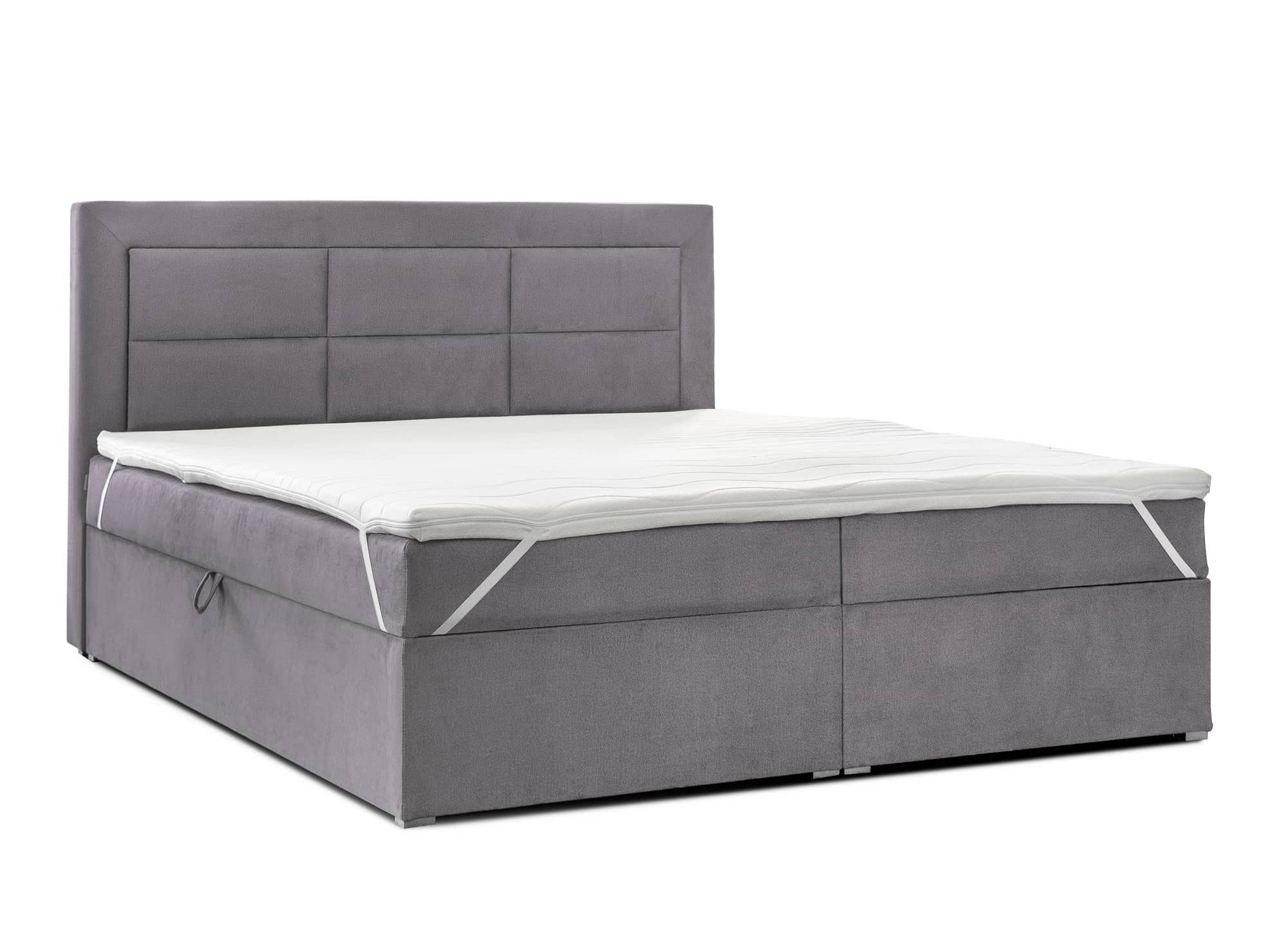 DAKOTA graues Samt-Boxspringbett 160x200 mit Stauraum