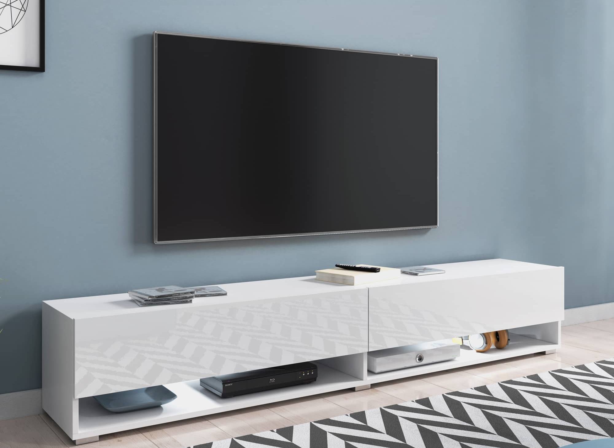 ROMANE XXL TV-Wandschrank, weiß, 2 Türen, 2 Fächer, 180 cm