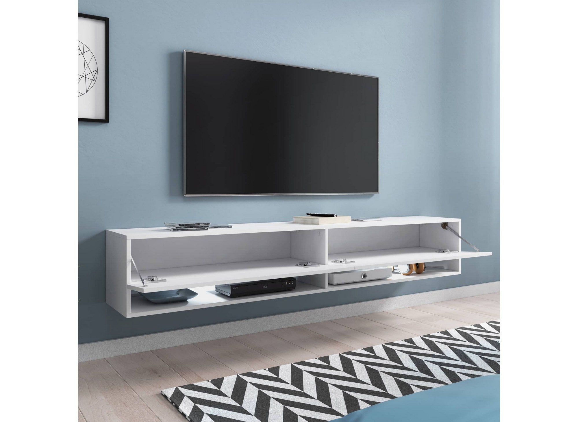 ROMANE XXL TV-Wandschrank, weiß, 2 Türen, 2 Fächer, 180 cm