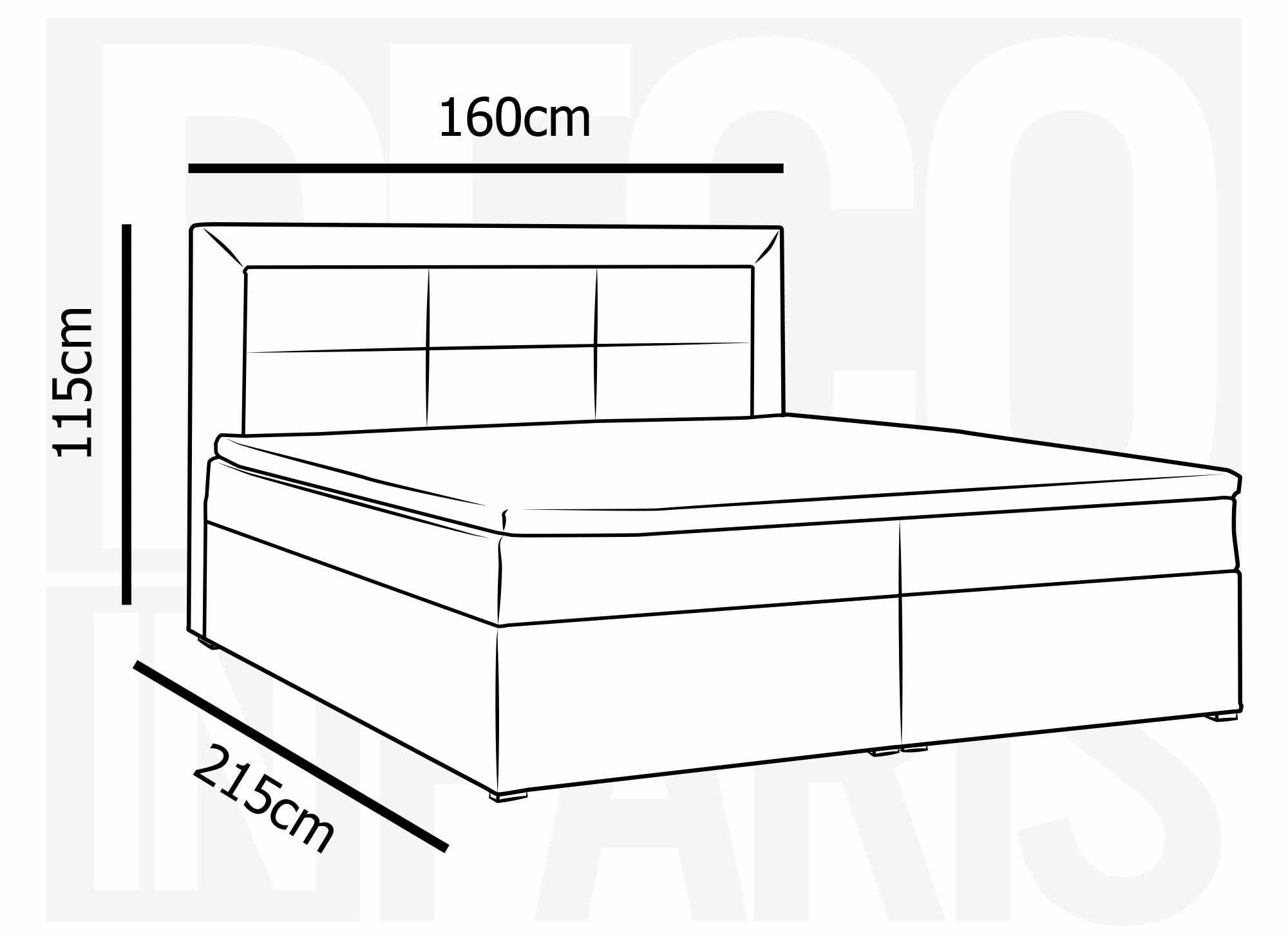 DAKOTA graues Samt-Boxspringbett 160x200 mit Stauraum