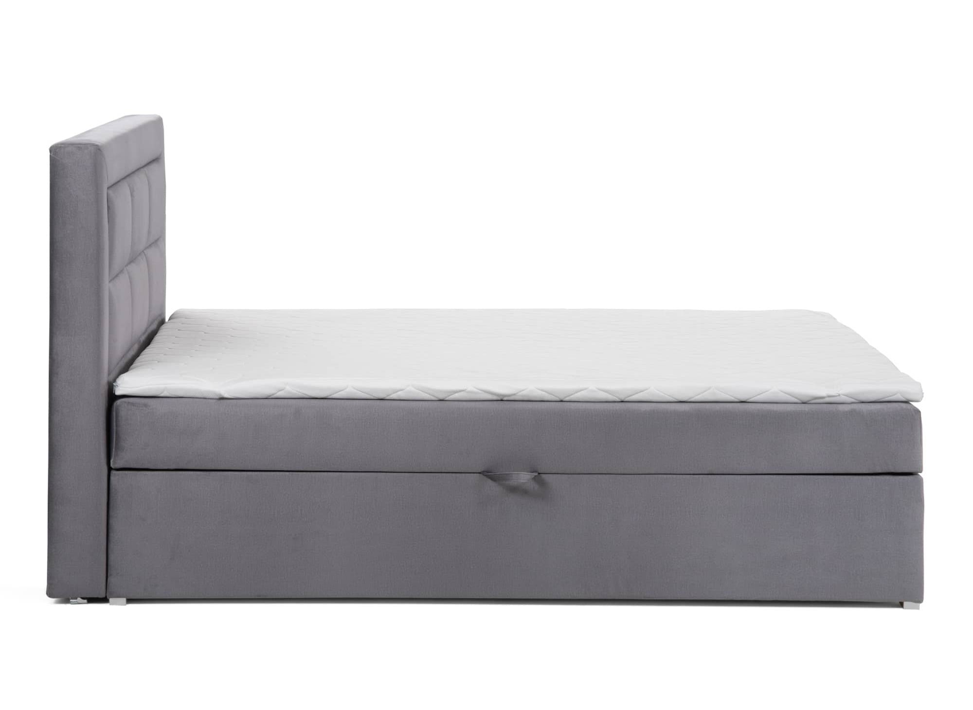 DAKOTA graues Samt-Boxspringbett 160x200 mit Stauraum