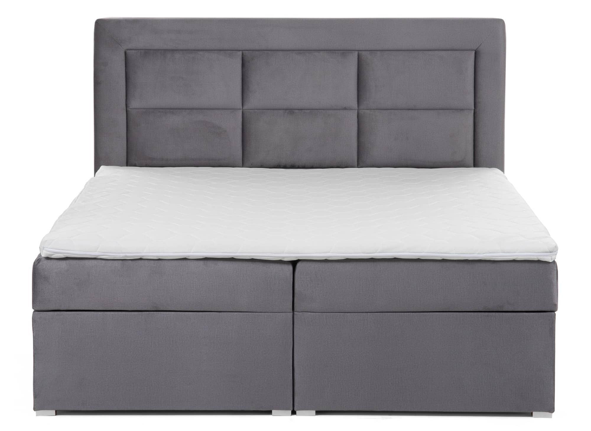 DAKOTA graues Samt-Boxspringbett 160x200 mit Stauraum