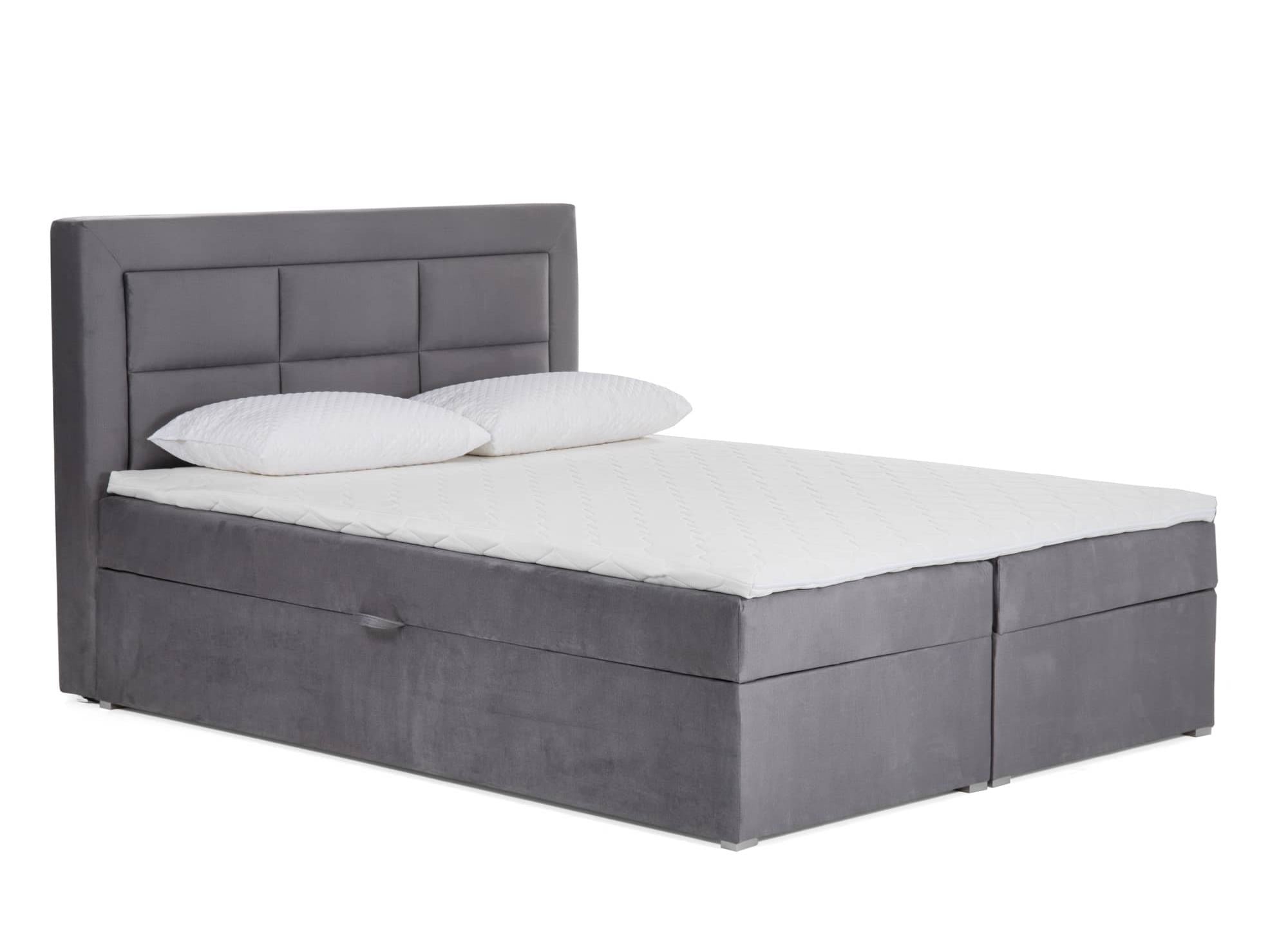 DAKOTA graues Samt-Boxspringbett 160x200 mit Stauraum