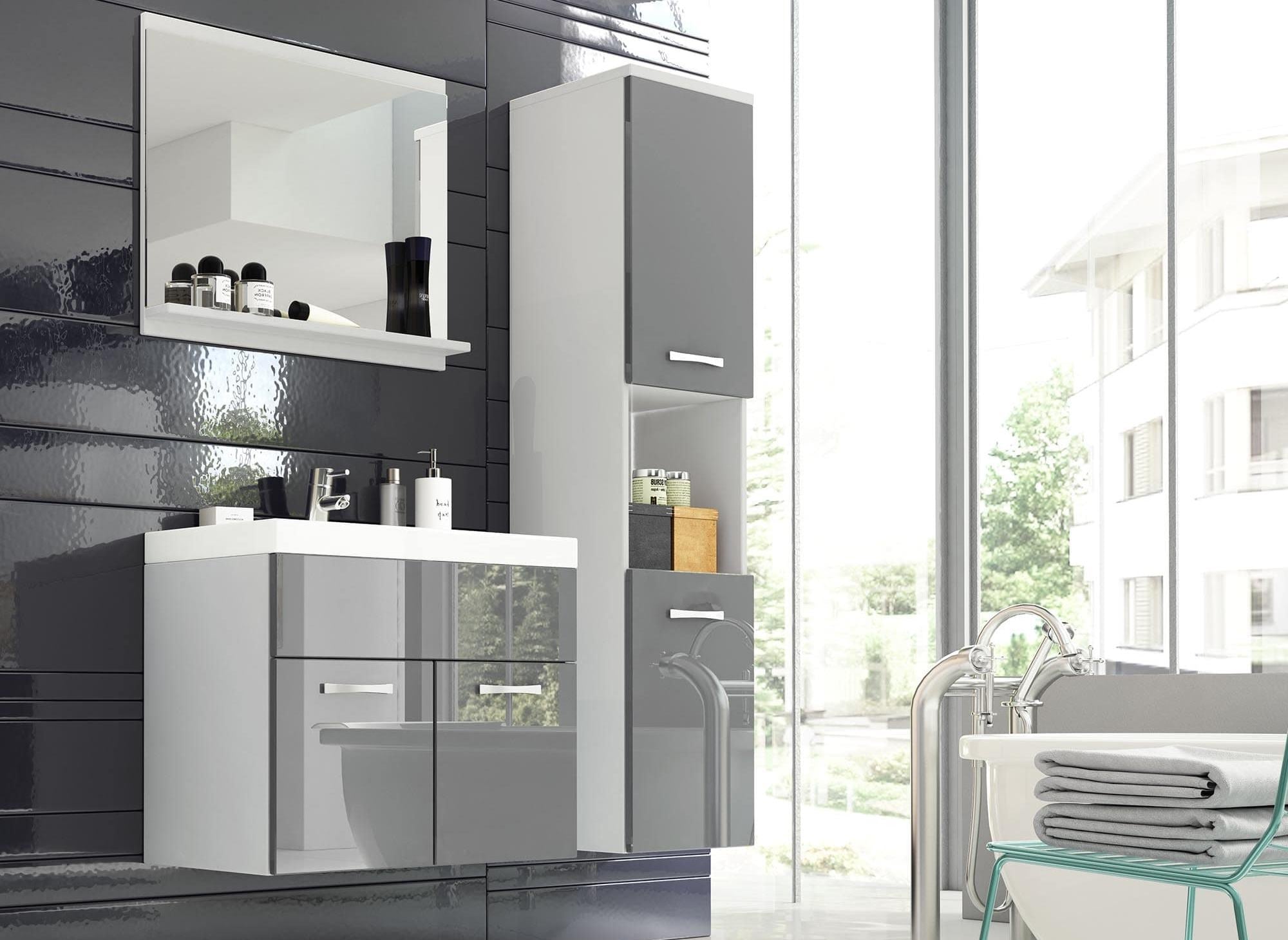 Designer-Hängemöbelset HARMONY - Weiß und grau lackiert