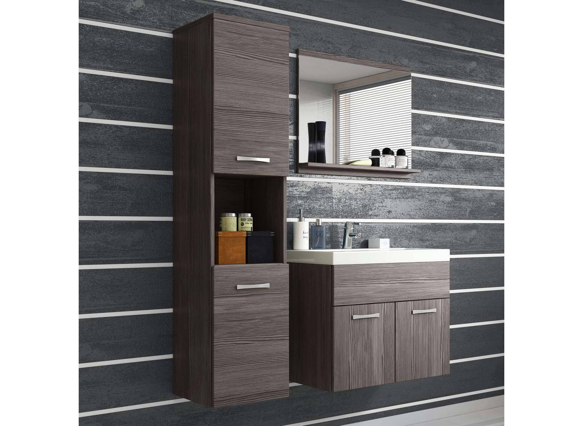 Designer-Hängemöbel-Set für Badezimmer - Wengé HARMONY